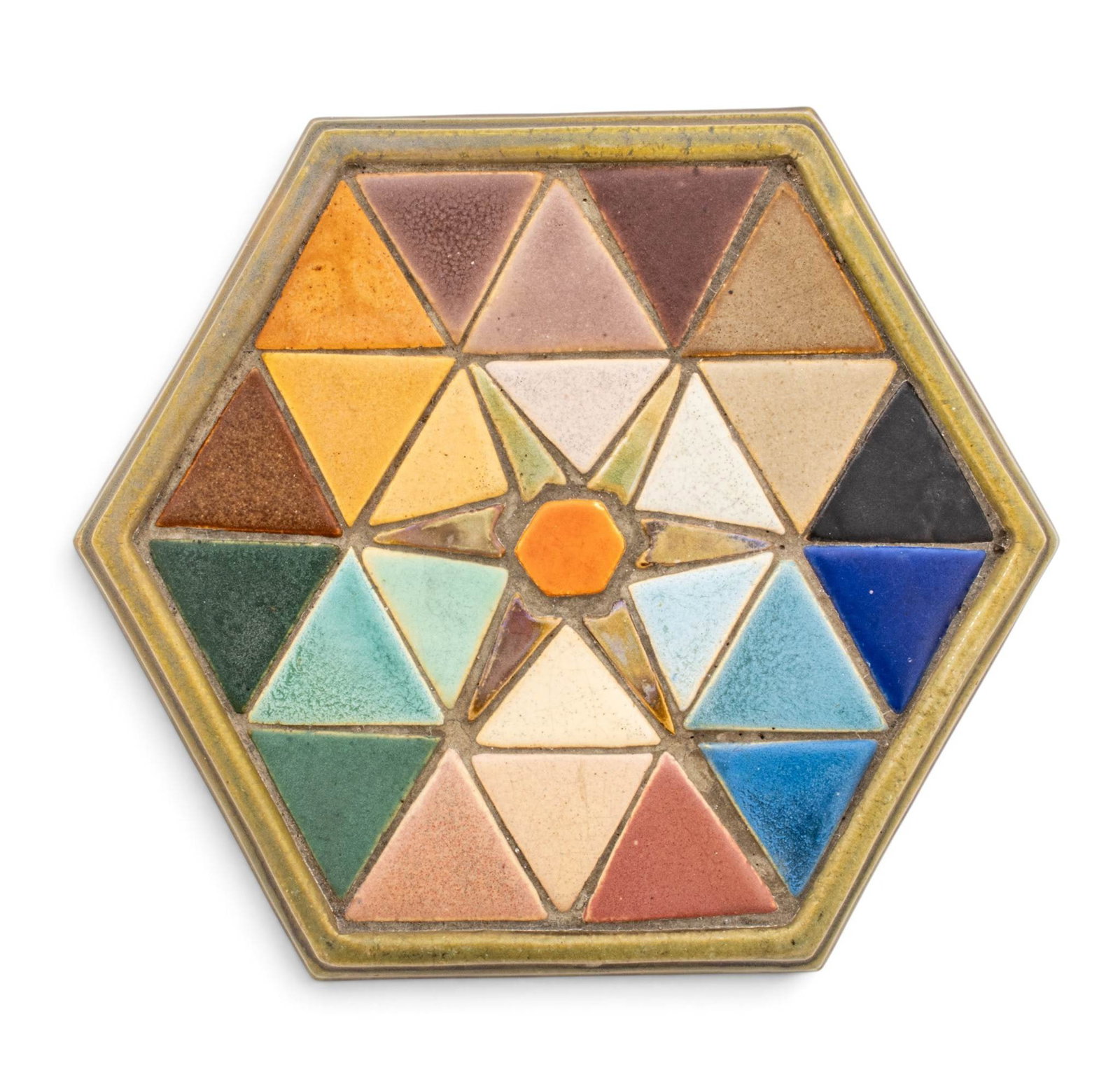 Pewabic Pottery (Detroit, Est. 1903) Glaze Sample Hexagon 1930, Dia. 10.25" (1 of 7)
