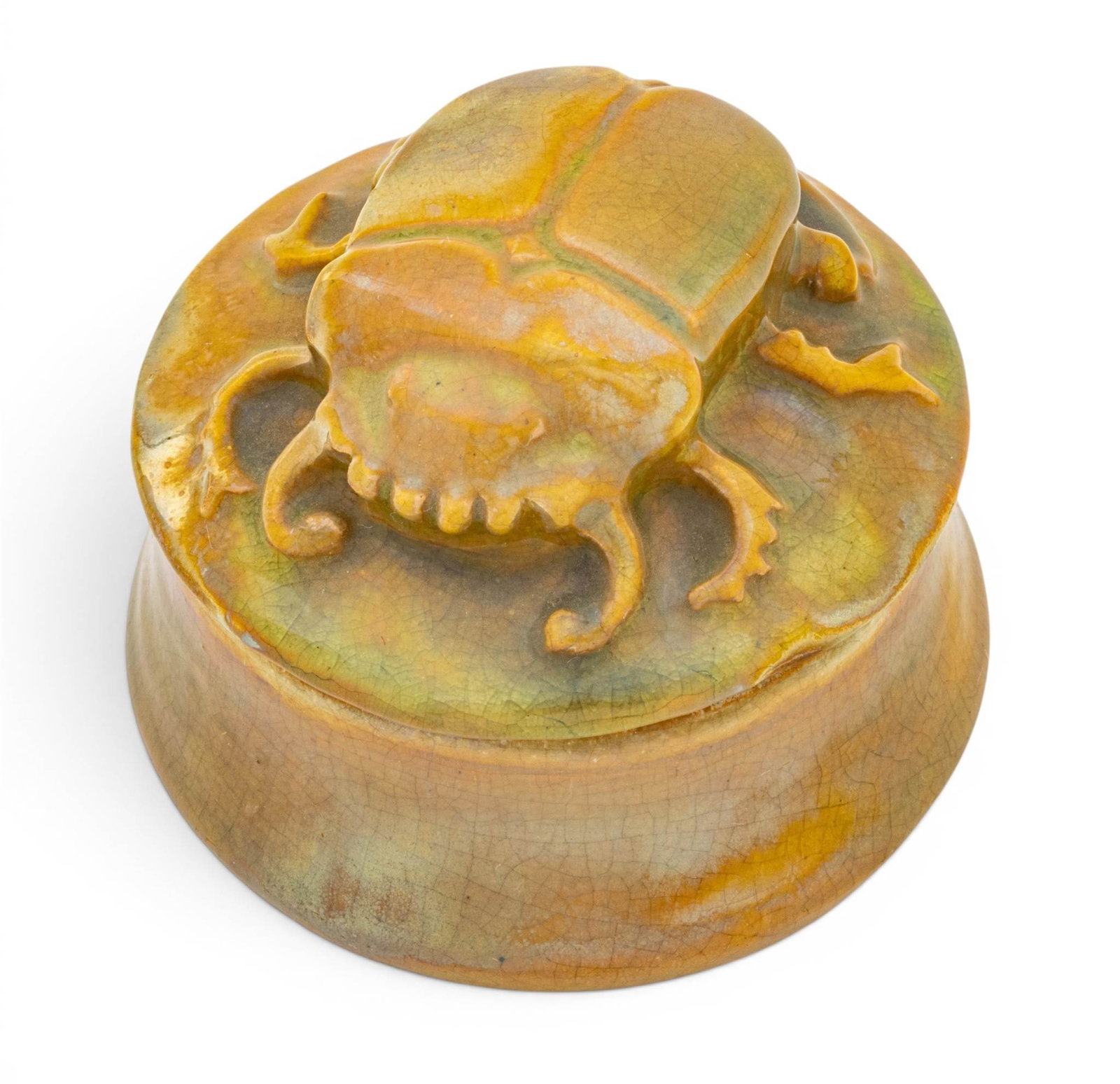 William Buck Stratton for Pewabic Pottery Iridescent Glazed Earthenware Pottery Covered Jar 1934, (1 of 6)