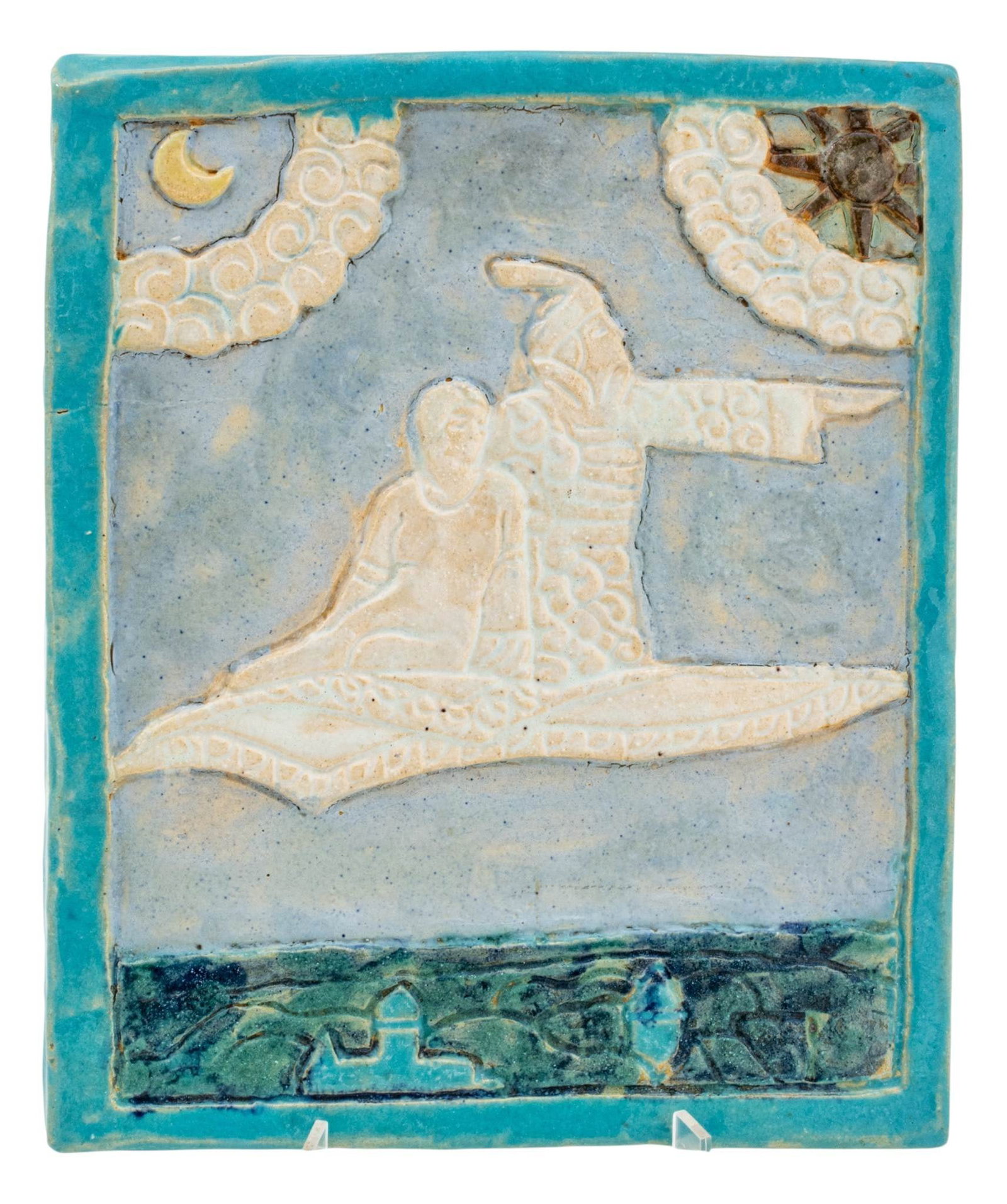 Alex Lapteff for Pewabic Pottery (Russian/American, 1905-1991) Iridescent Glazed Earthenware Tile, (1 of 8)