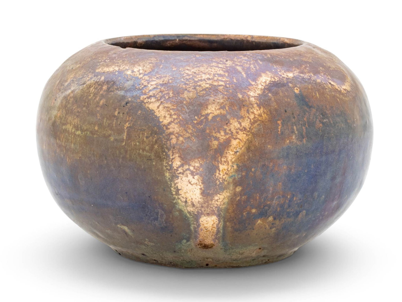 Pewabic Pottery (Detroit, Est. 1903) Earthenware Low Bowl 1930-1940, H 3.5" Dia. 5" (1 of 7)