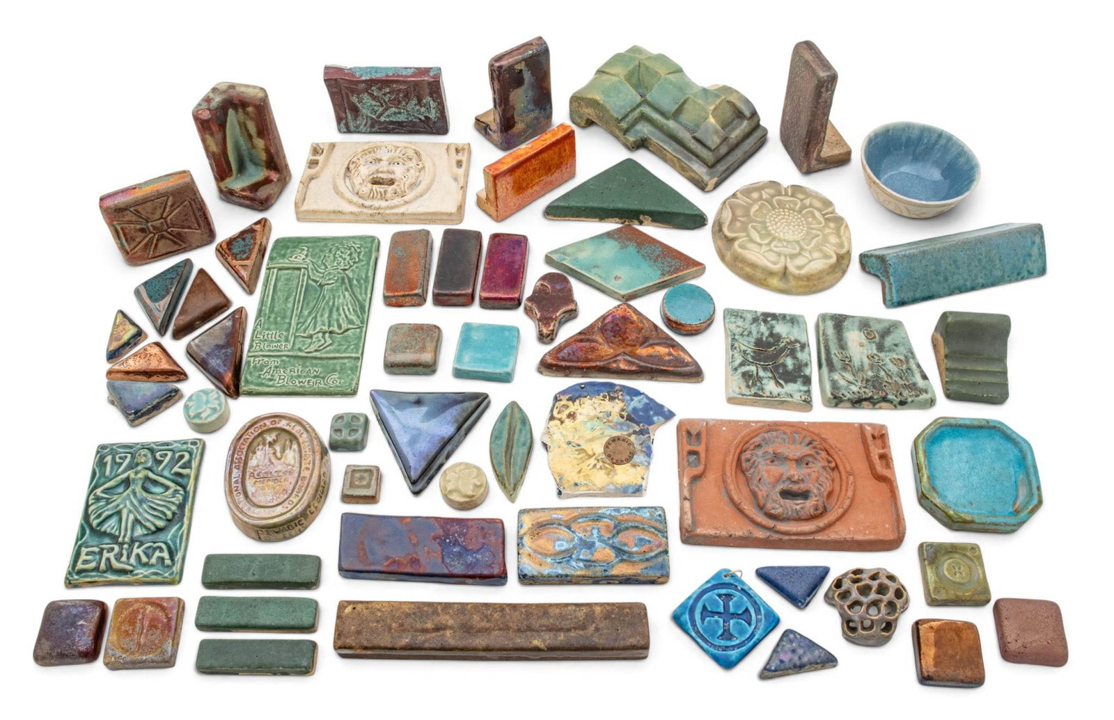 Pewabic Pottery (Detroit, Est. 1903) Assorted Collection of Glazed Ceramic Tiles, 20th C. (1 of 10)