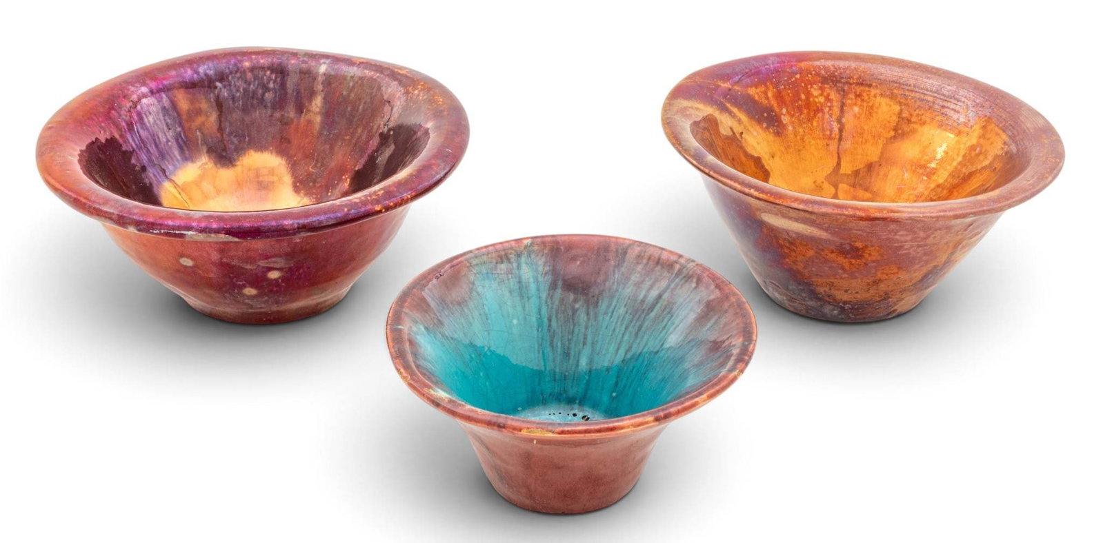 Ira and Ella Peters for Pewabic Pottery (Detroit, Est. 1903) Iridescent Glazed Earthenware Bowls (1 of 8)