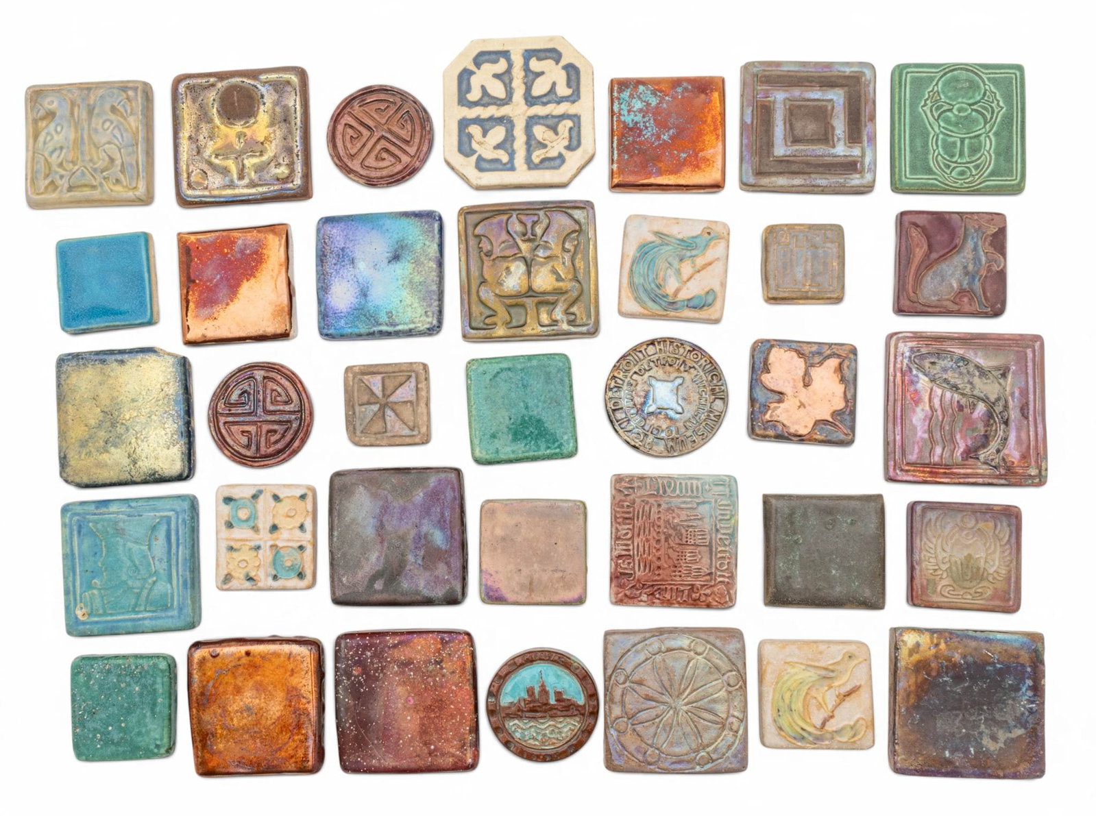 Pewabic Pottery (Detroit, Est. 1903) Assorted Collection of Glazed Ceramic Tiles, 20th C., 94 PCS (1 of 16)