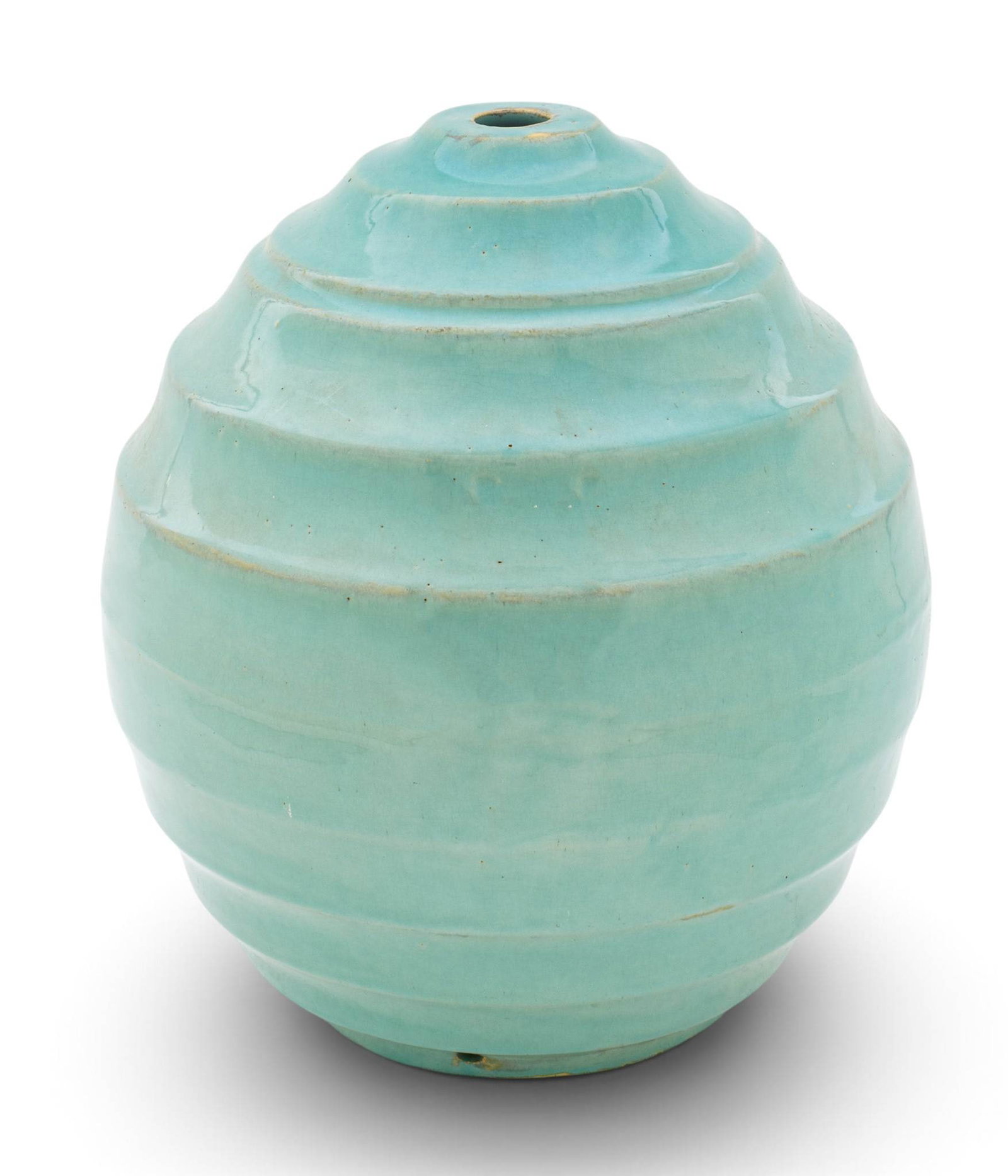 Pewabic Pottery (Detroit, Est. 1903) Light Blue Glossy Glazed Ceramic Lamp Base, Ca. Mid 20th C., H (1 of 6)