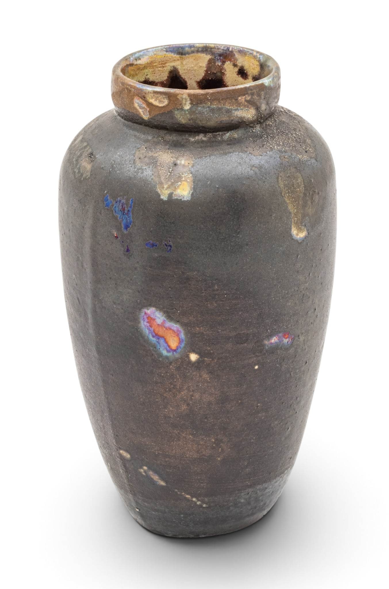 Ira and Ella Peters for Pewabic Pottery (Detroit, Est. 1903) Glazed Earthenware Vase H 7.5" Dia. 4" (1 of 8)