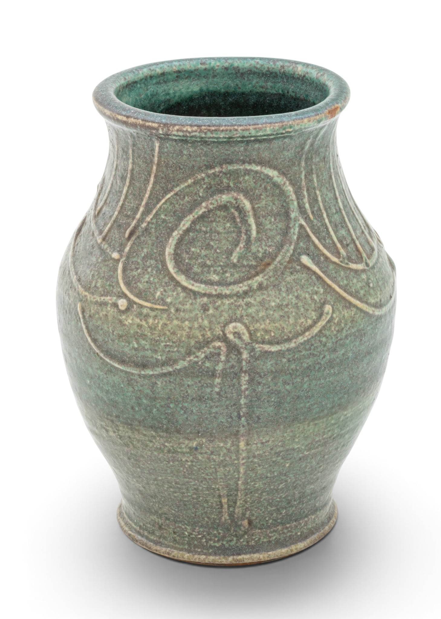 Pewabic Pottery (Detroit, Est. 1903) Glazed Ceramic Vase, 1989, H 6.5" Dia. 4.75" (1 of 6)
