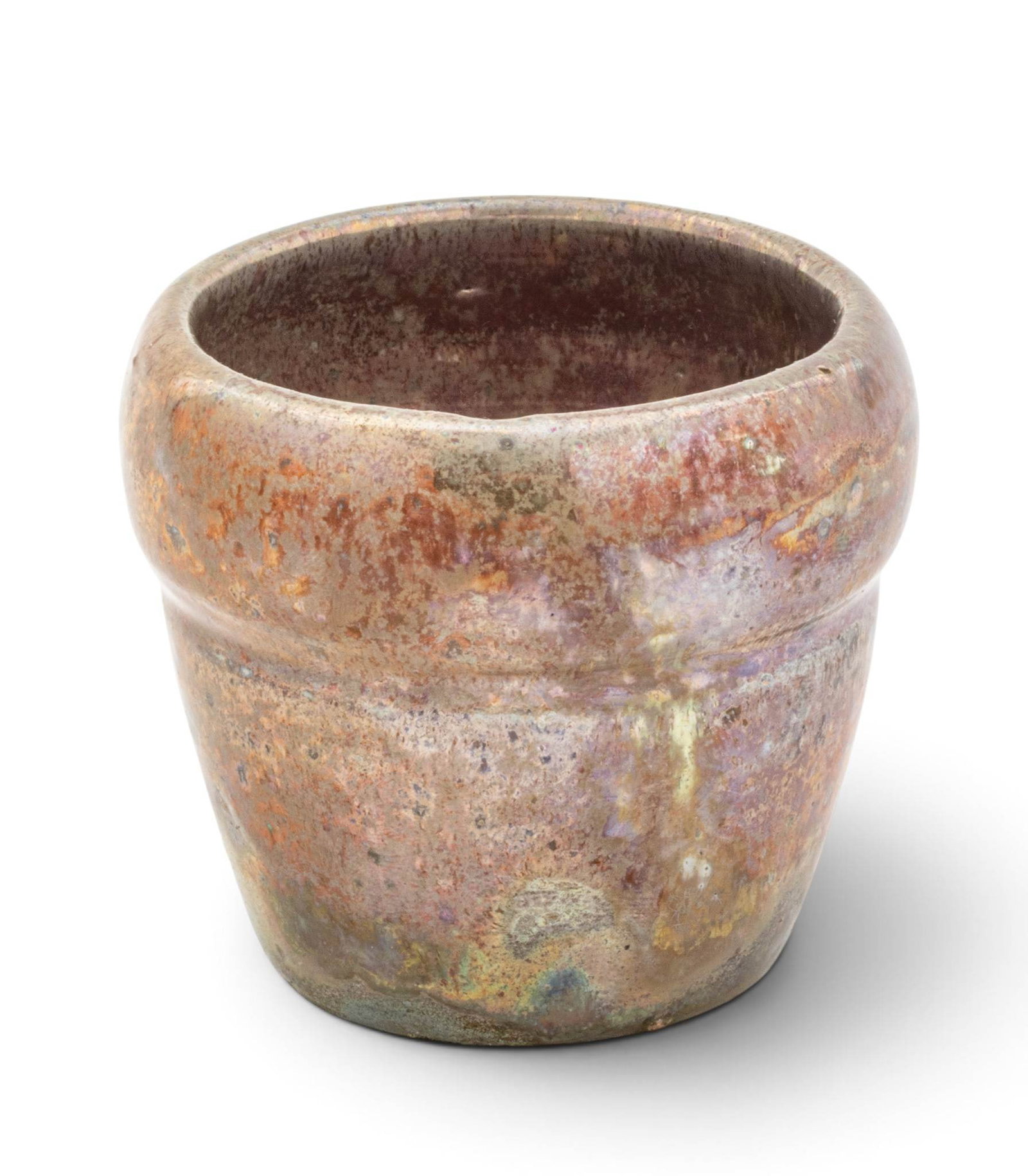 Pewabic Pottery (Detroit, Est. 1903) Glazed Earthenware Small Flower Pot 1920-1930, H 2.5" Dia. 3" (1 of 6)