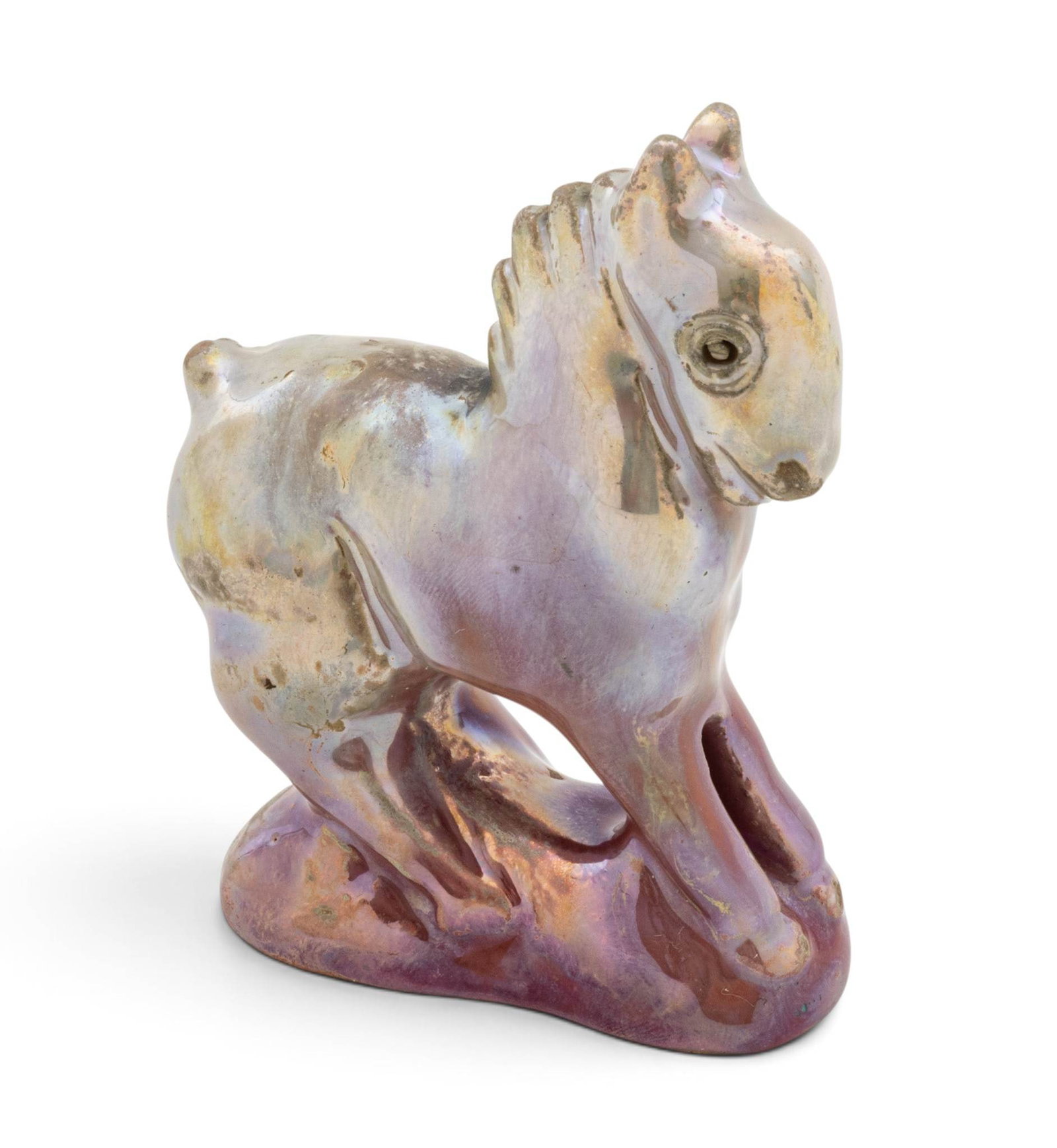 Primo Valloni for Pewabic Pottery Glazed Earthenware Sculpture 'Horse', H 3" W 1" L 2.25" (1 of 9)