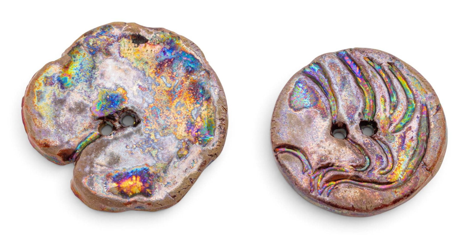 Pewabic Pottery (Detroit, Est. 1903) Glazed Earthenware Buttons 1924-1940, 2 PCS (1 of 4)