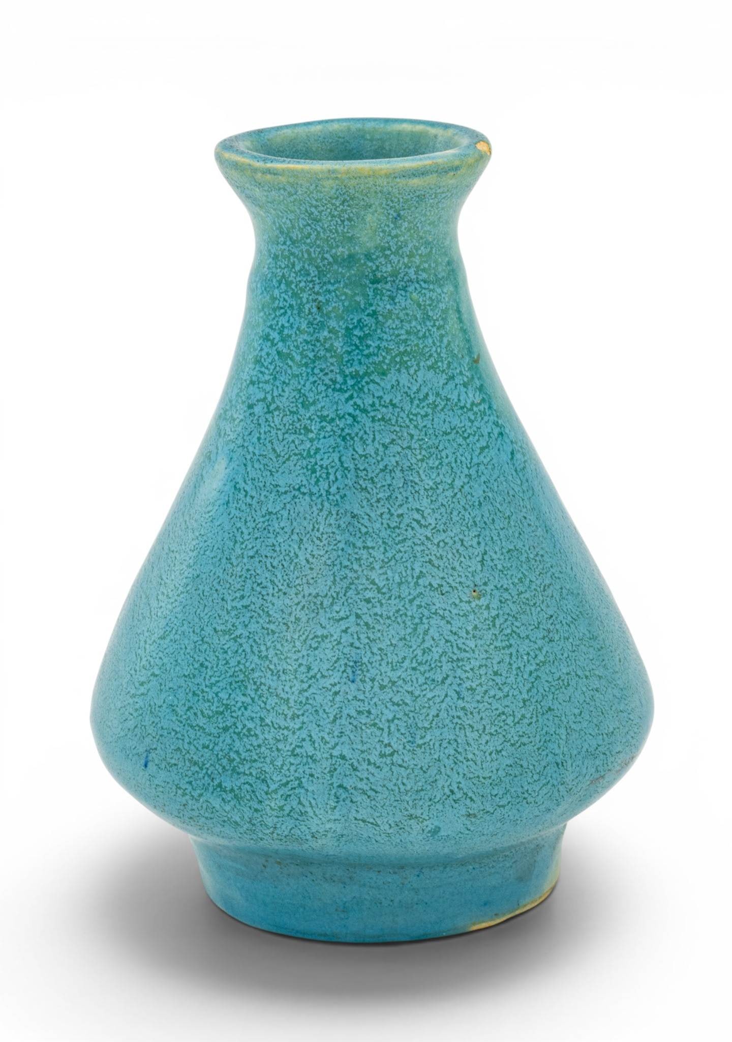 Pewabic Pottery (Detroit, Est. 1903) Matte Turquoise Glaze Earthenware Vase 1930-1960, H 4.756" Dia. (1 of 7)