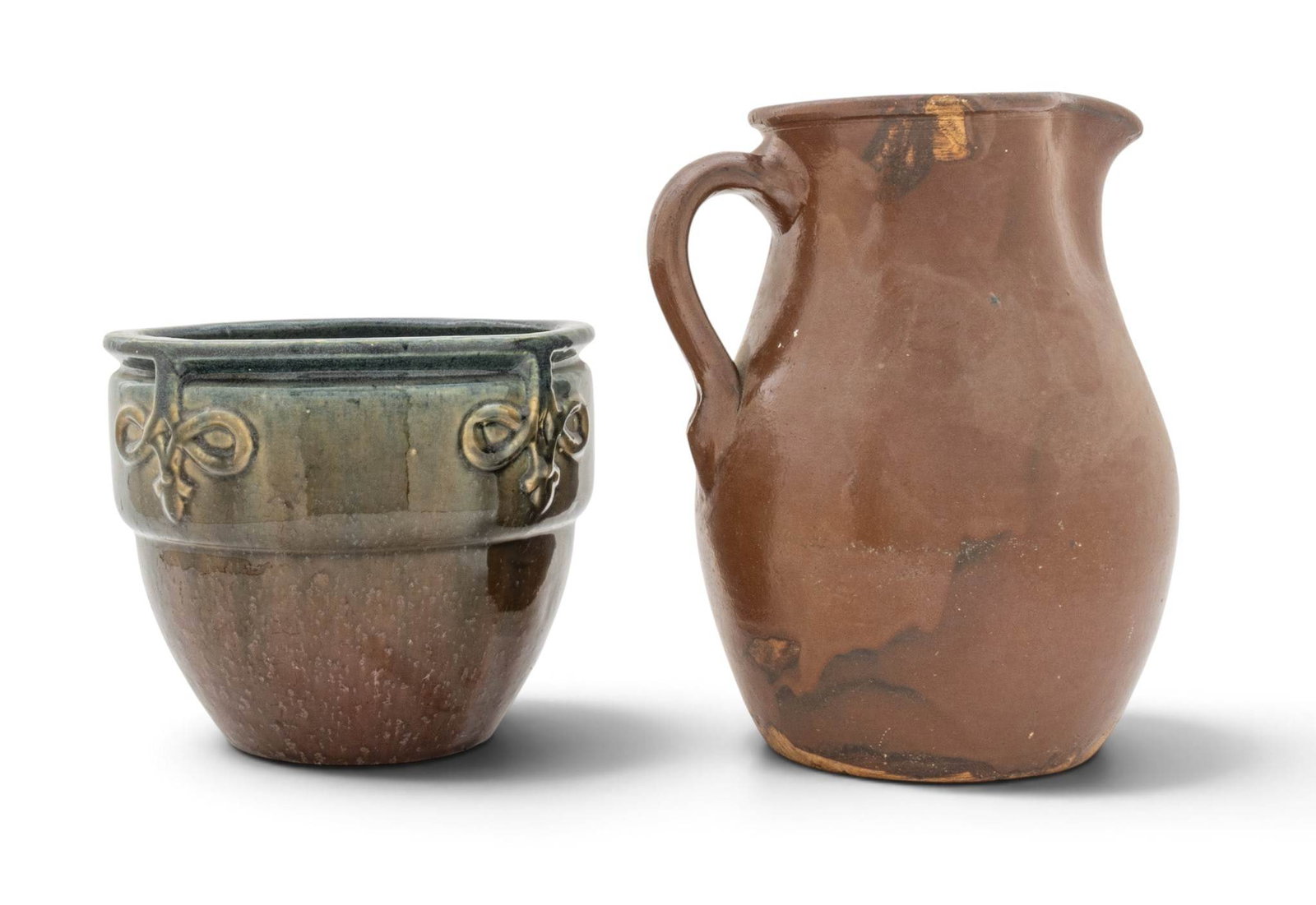 Pottery Pitcher and Planter 20th C., 2 PCS - 3