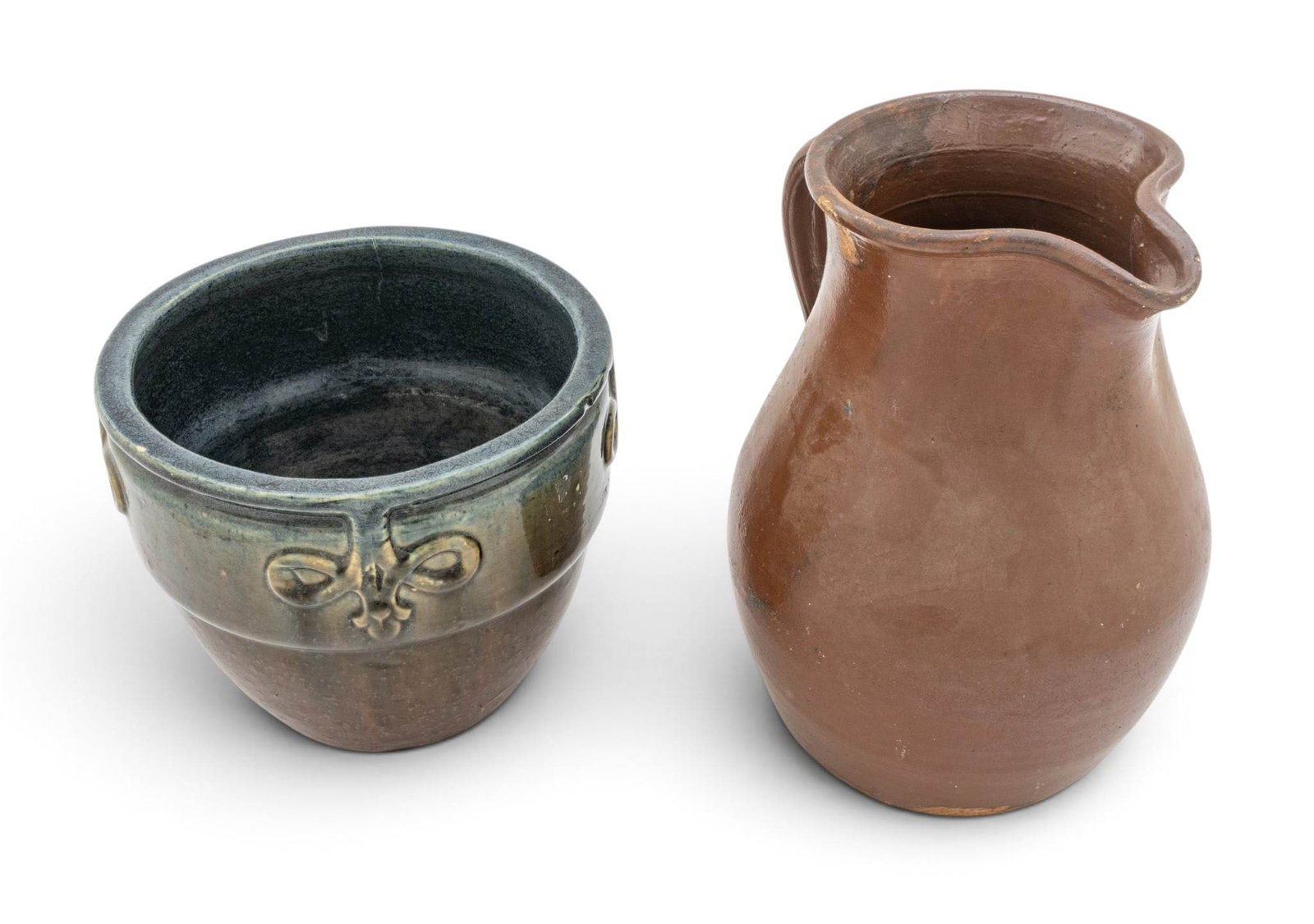 Pottery Pitcher and Planter 20th C., 2 PCS - 4