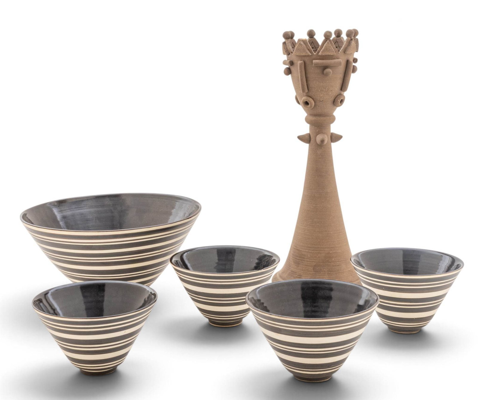 John & Edith Foster (American, Michigan) Ceramic Bowls and Statue, Ca. Mid 20th C., 6 PCS (1 of 8)