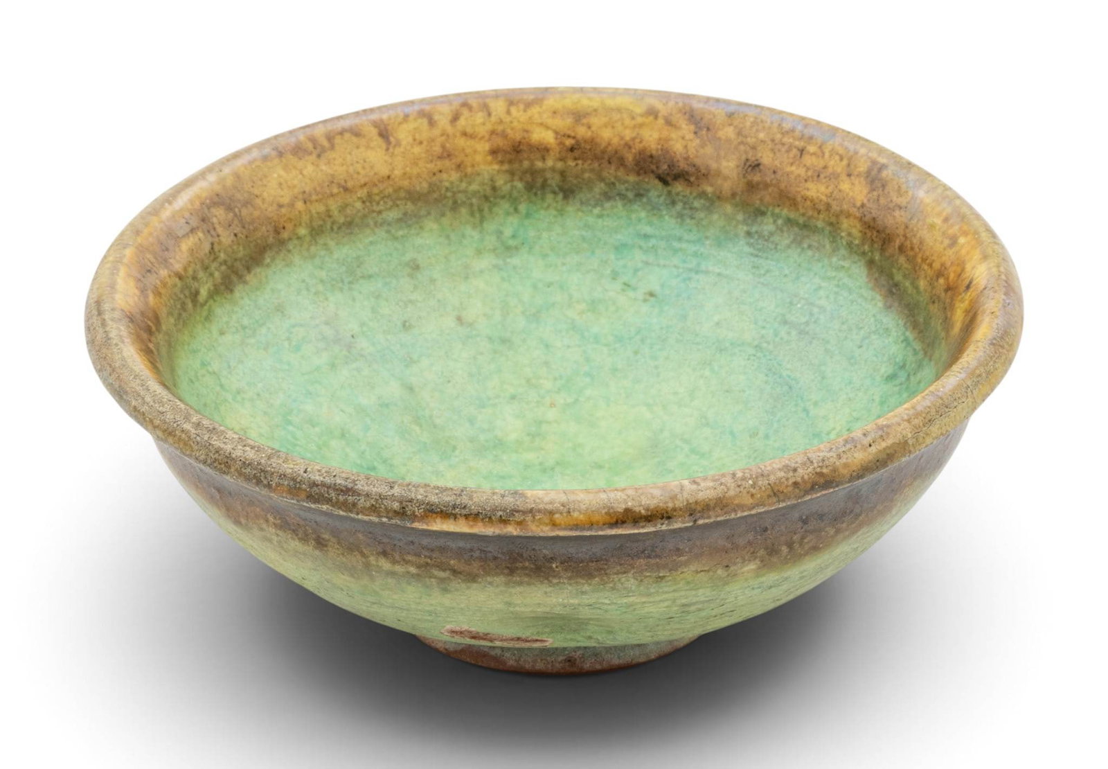 Chinese Art Pottery Glazed Earthenware Bowl 20th C., H 2.5" Dia. 5.5" (1 of 5)