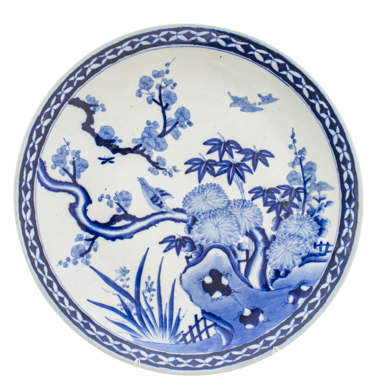 Japanese Blue and White Porcelain Charger 1900-1910, Dia. 18" (1 of 7)