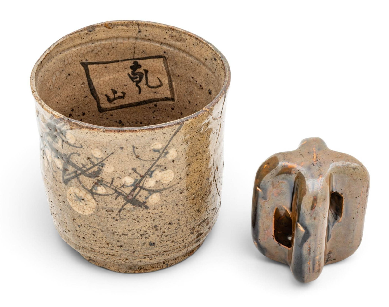Japanese Art Pottery Vase After Ogata Kenzan 1900-1920, Coll. of Charles Lang Freer 2 PCS (1 of 8)