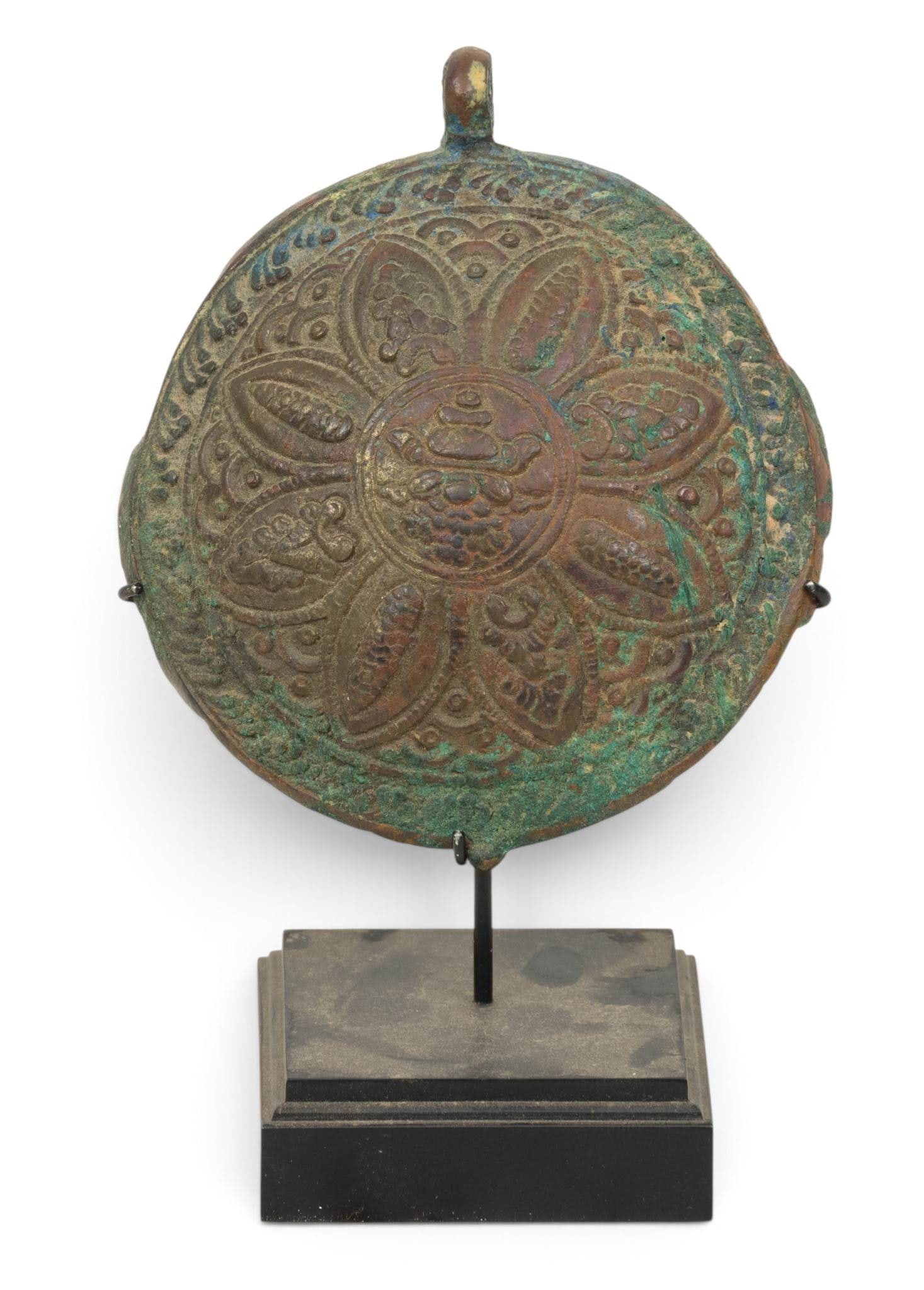 Tibetan Bronze Mirror 15th-18th C., H 4" W 3.5" (1 of 4)