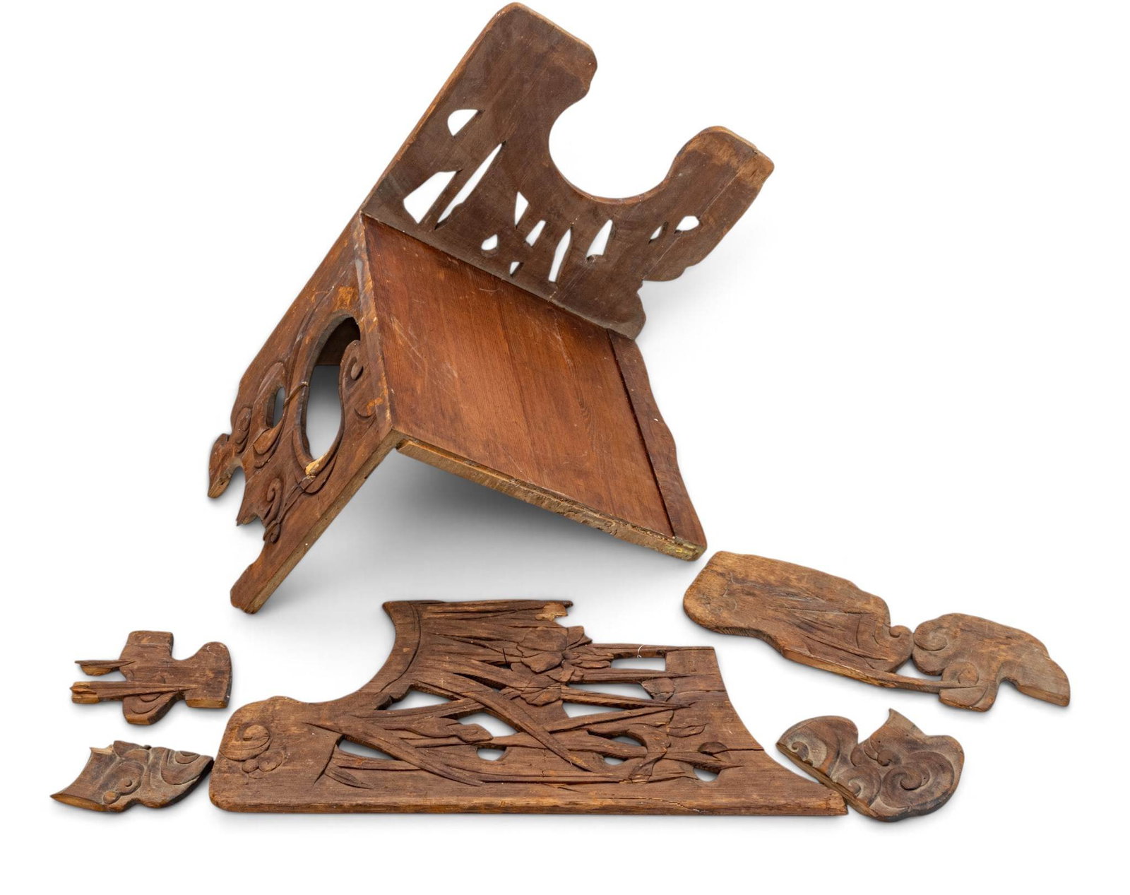Carved Pine Chair Fragments Coll. of Charles Lang Freer: Carved Pine Chair Fragments Coll. of Charles Lang Freer Provenance: Property from the personal collection of Thomas W. Brunk, Indian Village, MI.Collection of J. S. Warring, Detroit, MI.Collection of 
