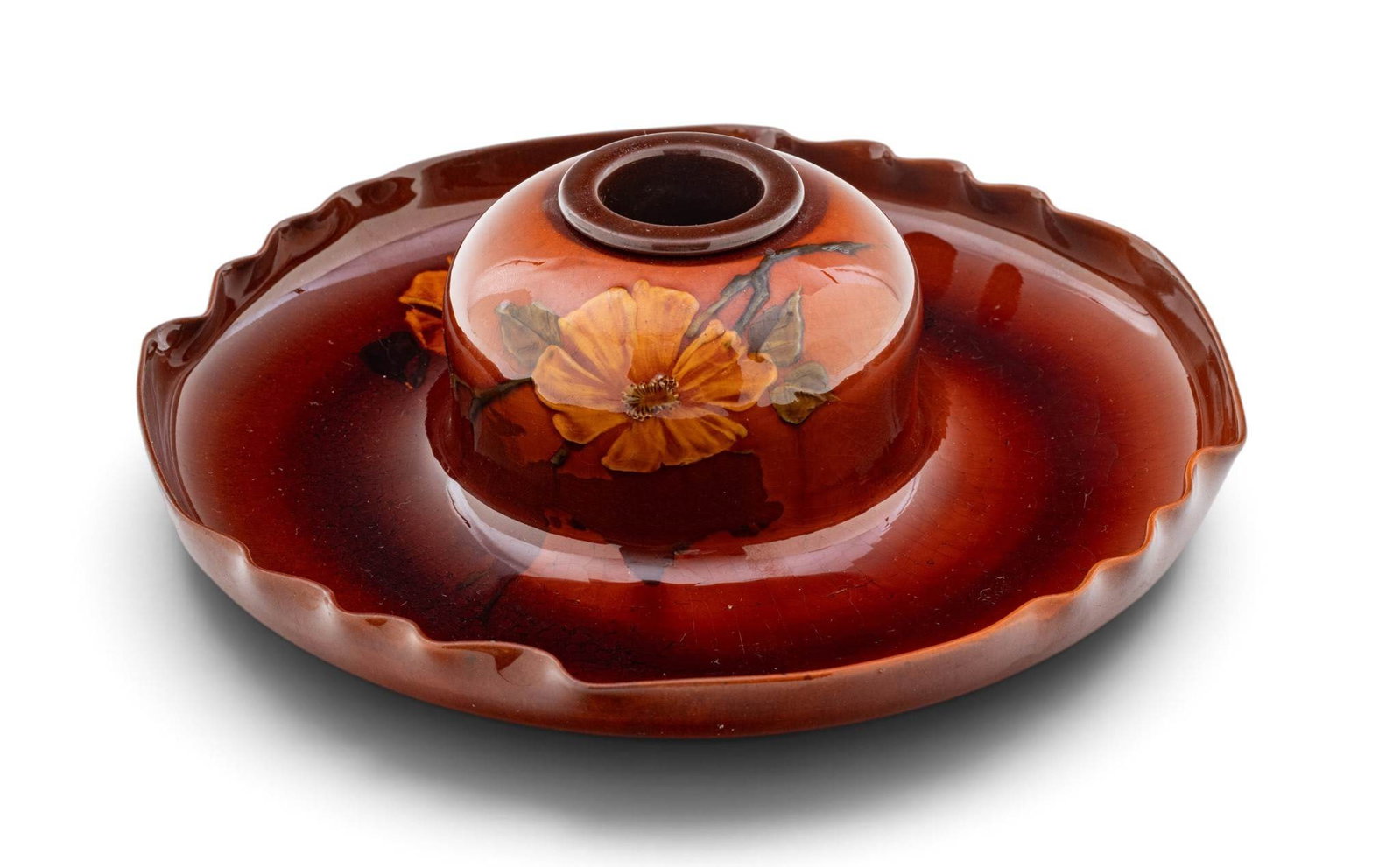 Rookwood Pottery (American) Glazed Earthenware Inkwell, Ca. 1889, Coll. of Charles Lang Freer H (1 of 5)