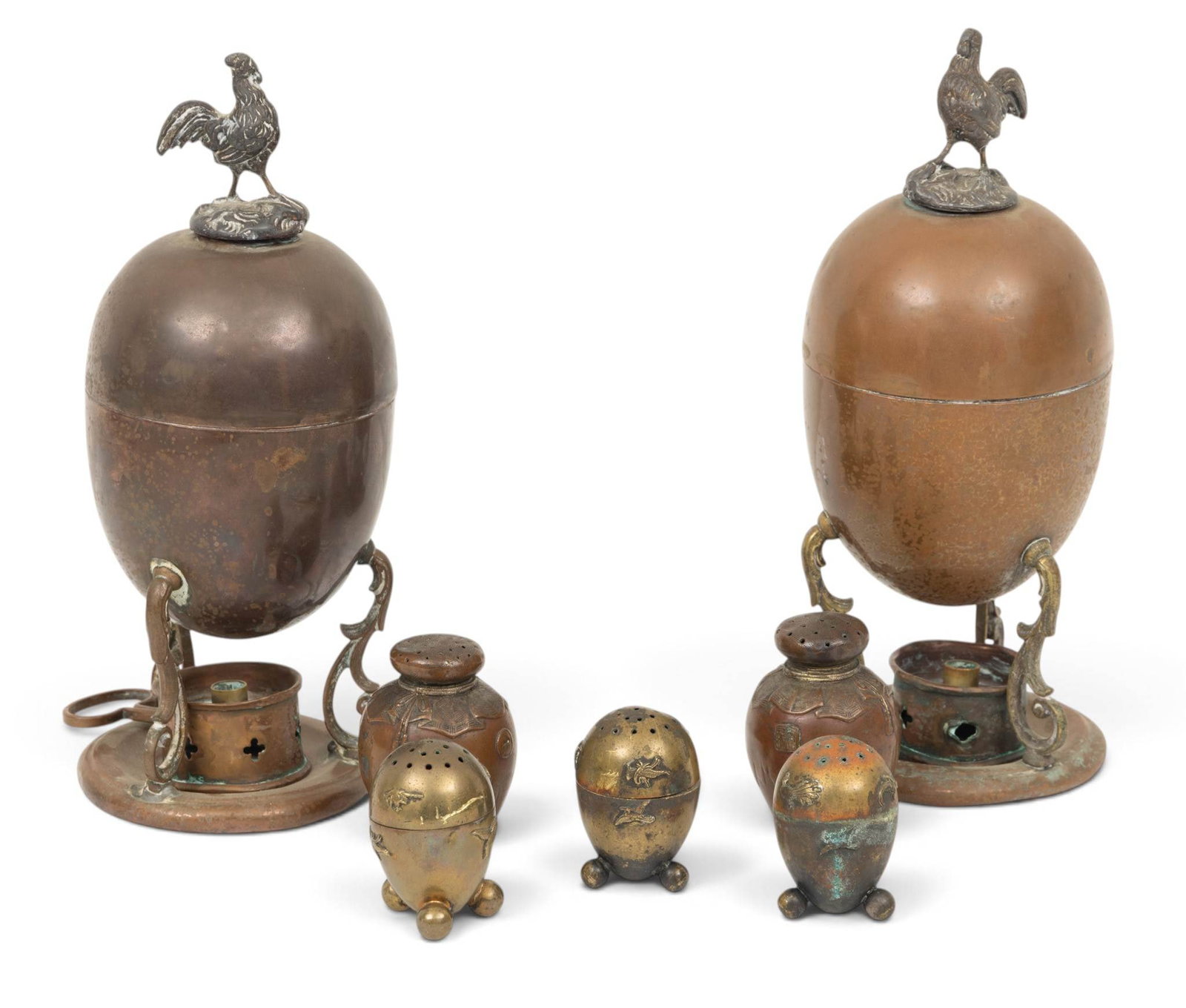 Copper Salt and Pepper & Egg Cooker, Ca. Late 19th C., Coll. of Charles Lang Freer 7 PCS (1 of 4)