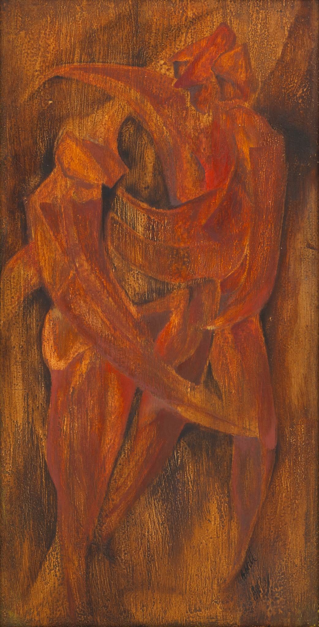 Audrey Hill (American/Detroit, 20th C.) Oil on Masonite, 1957, 'Tremendum Fascinosum', H 26.75" W (1 of 6)