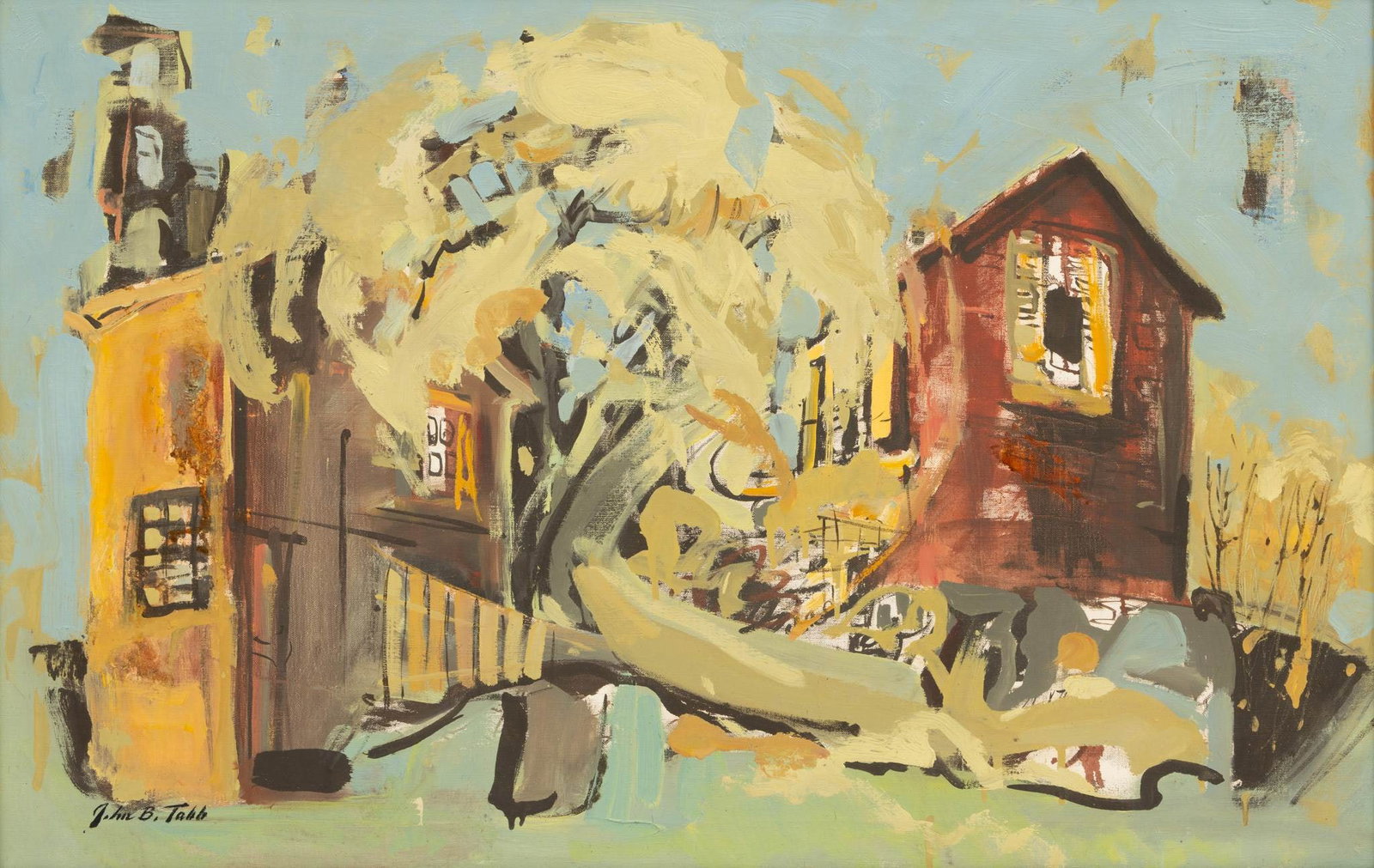 John B. Tabb (American, 1923-2001) Oil on Canvas, 'Memories of a Summer Stroll', H 24" W 36" (1 of 5)