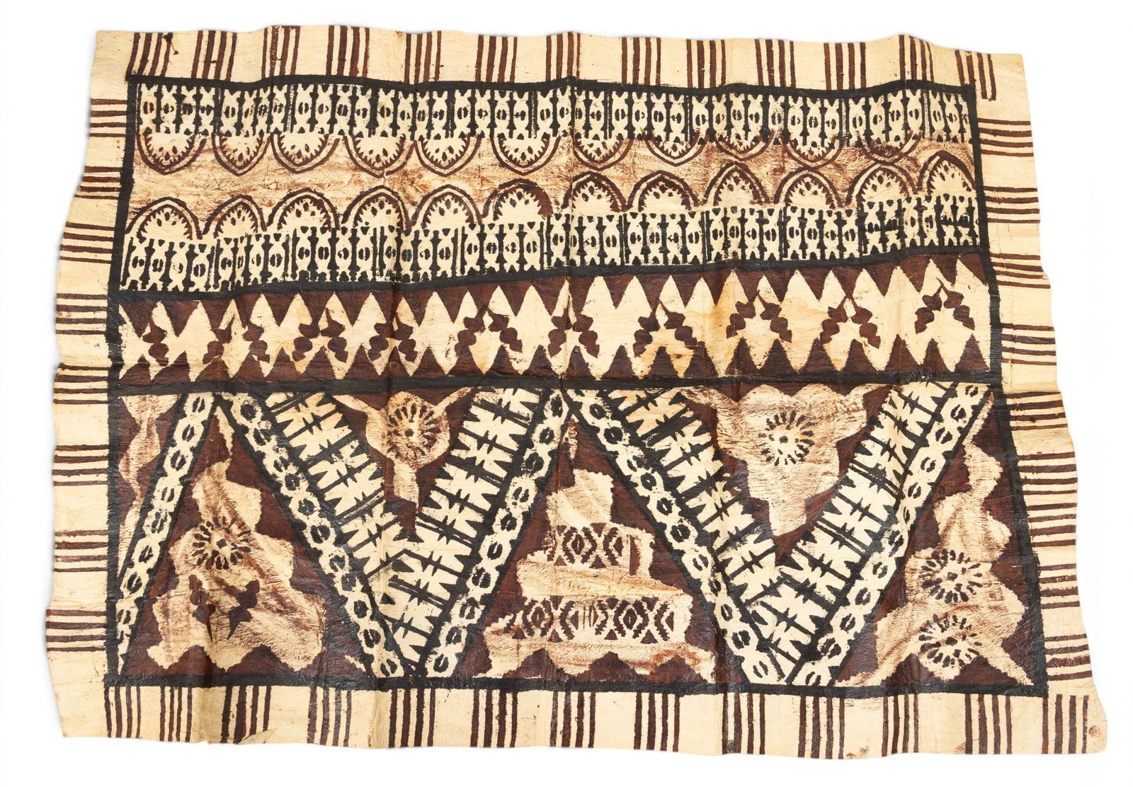 Polynesian Paint on Tapa Cloth 20th C., H 4' W 2' 10" (1 of 5)