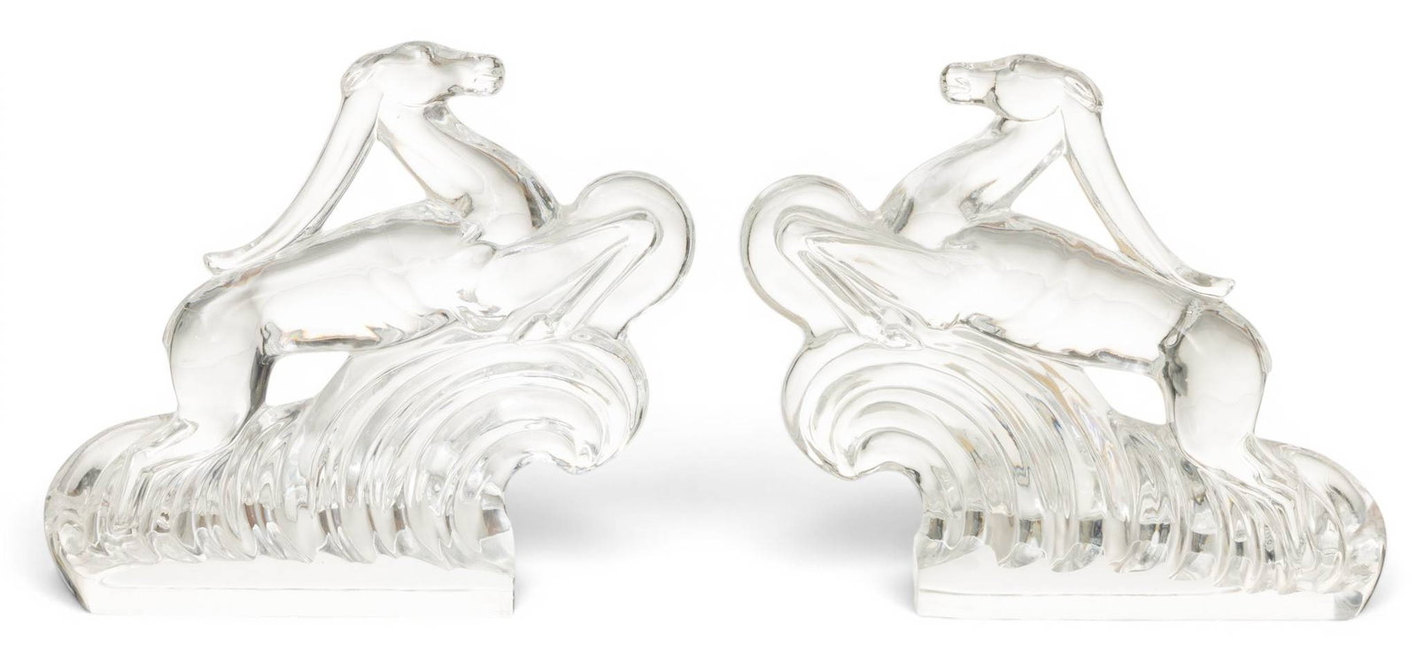 Sidney Waugh for Steuben Glass Works (American, 1904-1963) Blown Glass Bookends, Ca. 1915-30, (1 of 5)