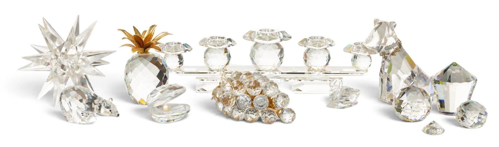 Swarovski (Austrian) Crystal Candleholder, Star, Pineapple Etc. H 3" W 13" 12 PCS (1 of 10)