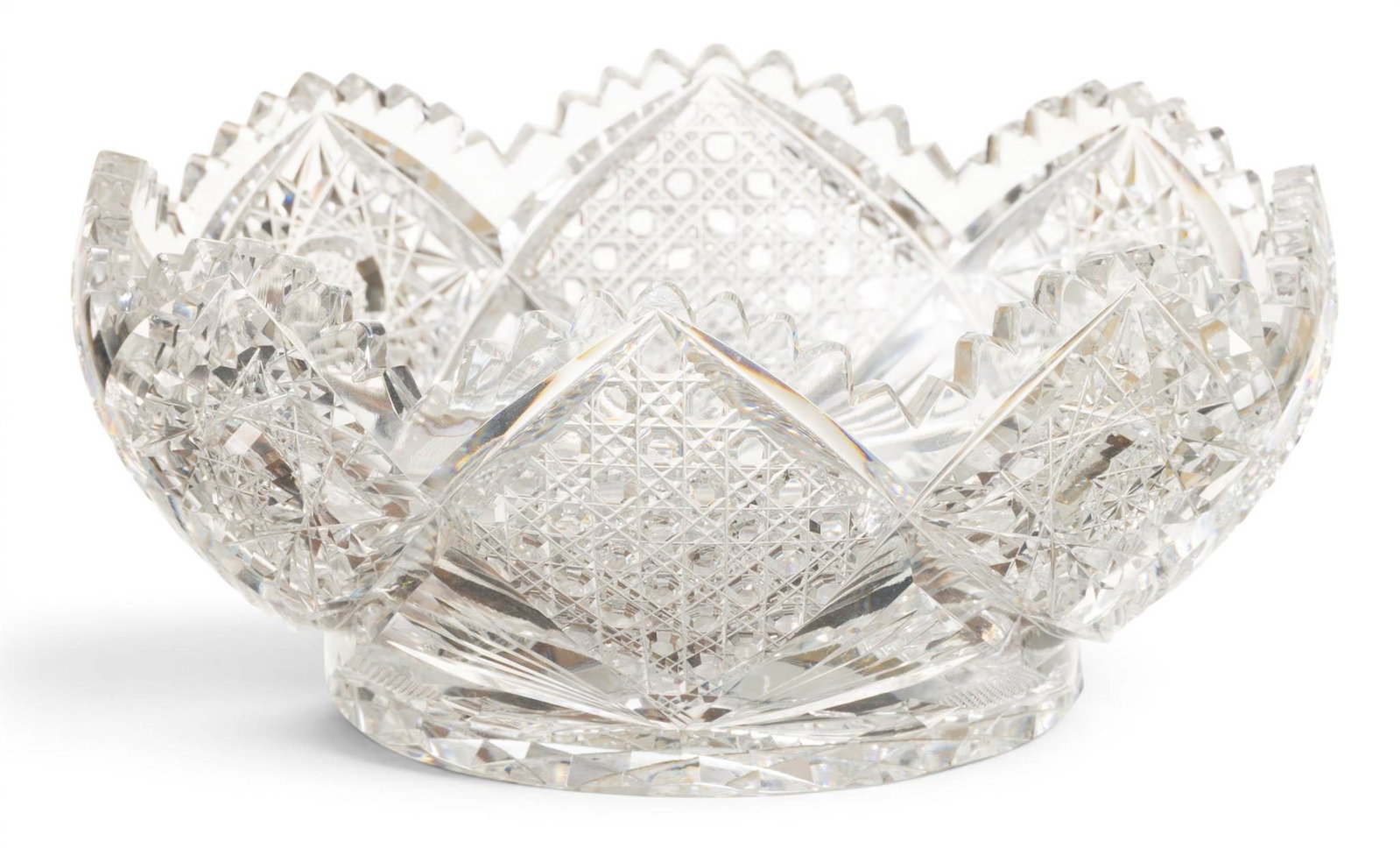 American Brilliant Period Hand Cut Crystal Bowl 1890-1910, H 3.75" Dia. 8" (1 of 3)