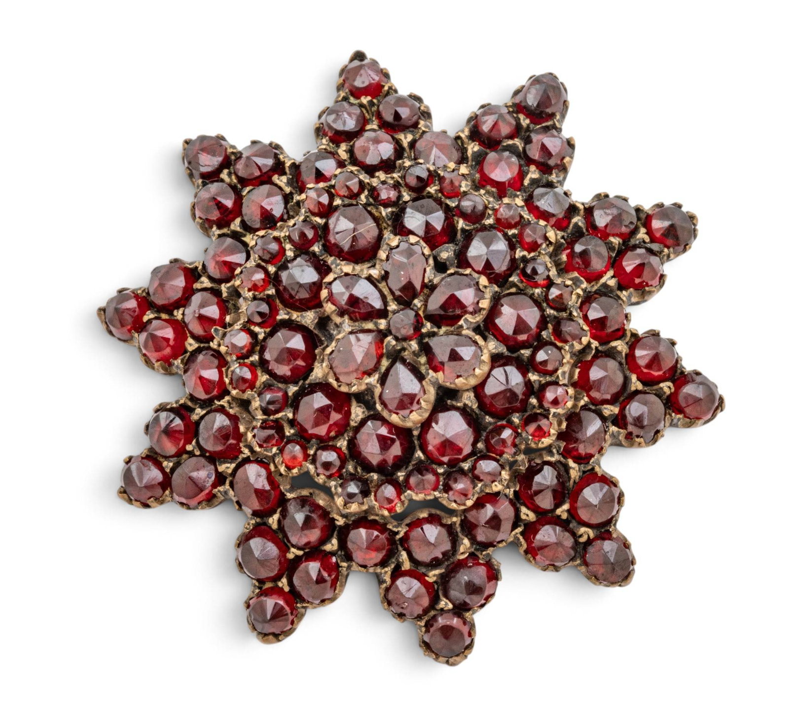 Bohemian Silver and Garnet Brooch 1900, Dia. 3.2" 8 grams 1 PC (1 of 4)