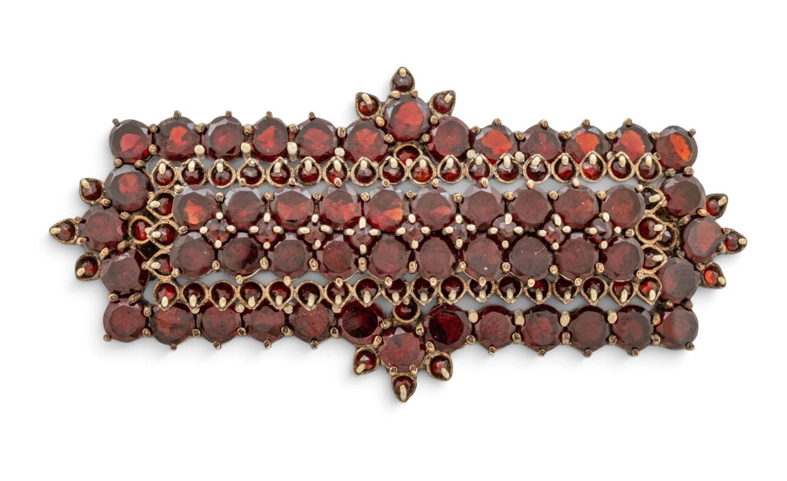 Bohemian Silver and Garnet Brooch 1900, L 2.2" 10 grams: Bohemian Silver and Garnet Brooch 1900, L 2.2" 10 grams Rectangular. Dimensions: L 2.2" 10 g Weight: 10 grams