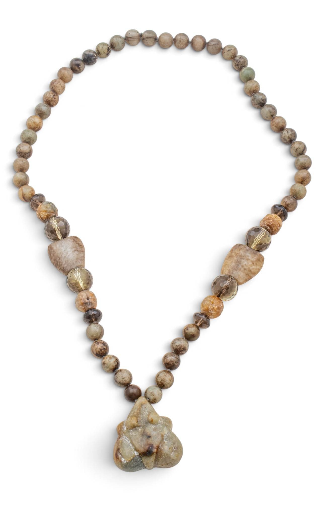 Natural Stone and Crystal Bead Necklace with Pendant L 30" 208 grams (1 of 4)