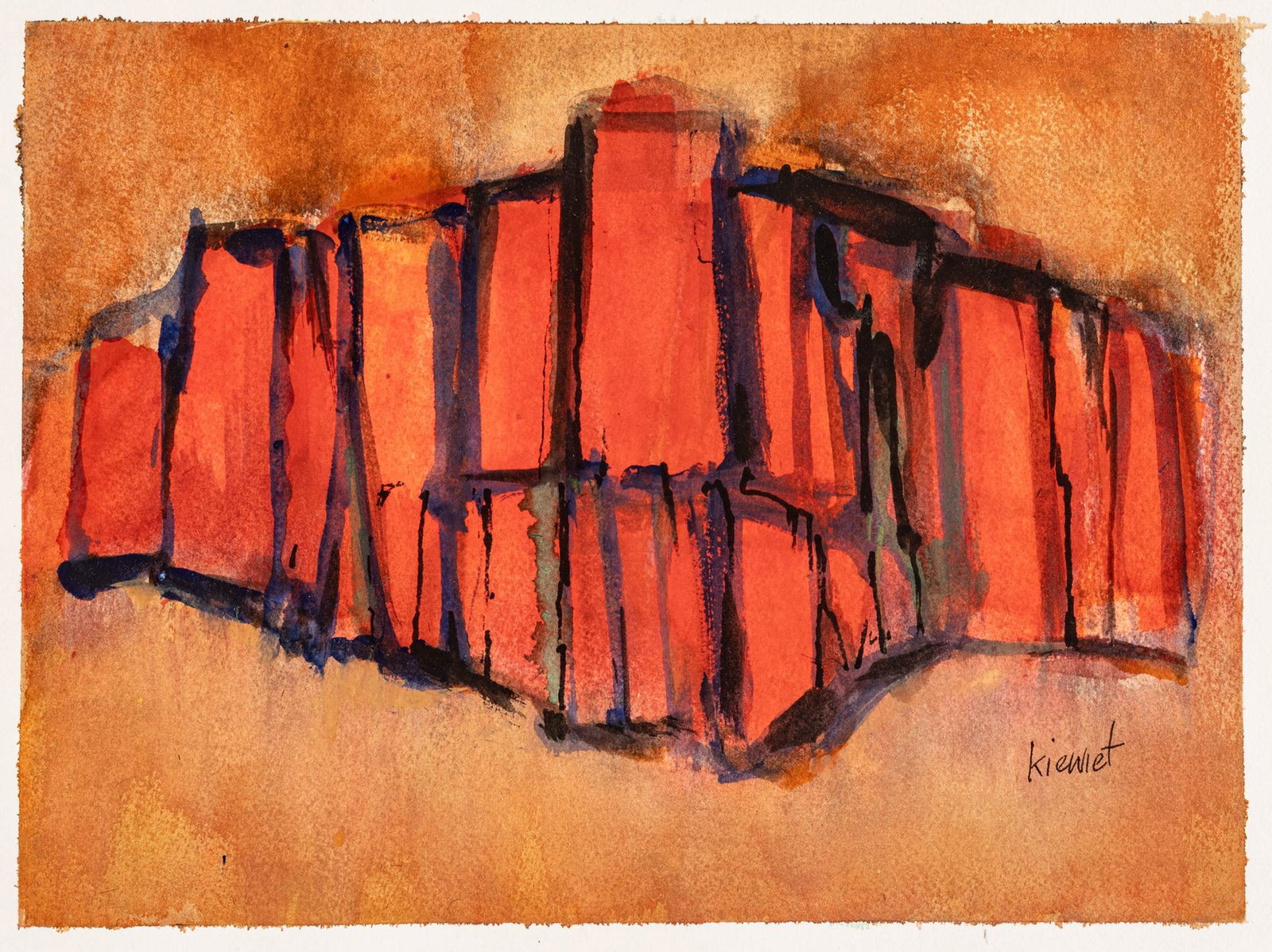 Jan Kiewiet (American, 1930-2018) Watercolor on Paper H 11.5" W 8.5": Jan Kiewiet (American, 1930-2018) Watercolor on Paper H 11.5" W 8.5" Signed lower right. Provenance: Property from a Prominent Prints & Works on Paper Collector, Royal Oak, Michigan Dimensions: H 11.5