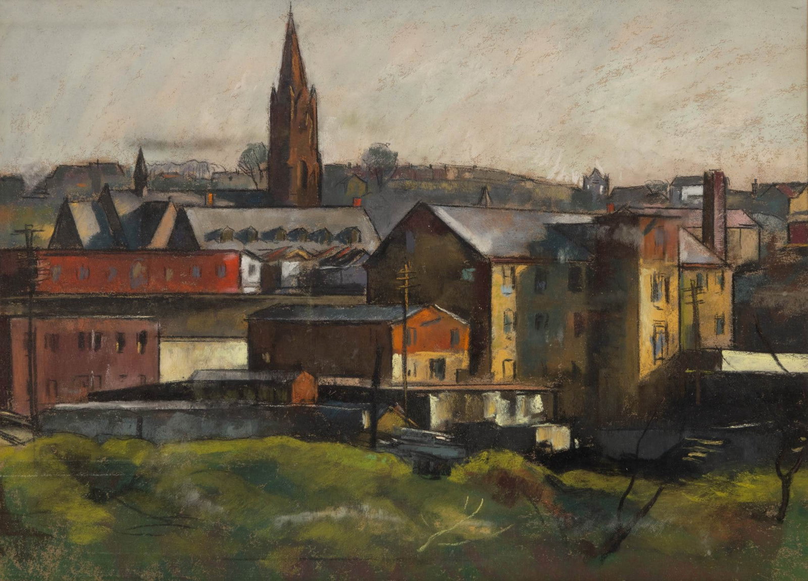 Antonio Pietro Martino (American, 1902-1989) Pastel on Bader Adamson Paper 1950-1960, 'Manayunk,: Antonio Pietro Martino (American, 1902-1989) Pastel on Bader Adamson Paper 1950-1960, 'Manayunk, Pennsylvania', H 11.5" W 16" Unsigned. Titled verso. Antonio Martino was elected to the National A