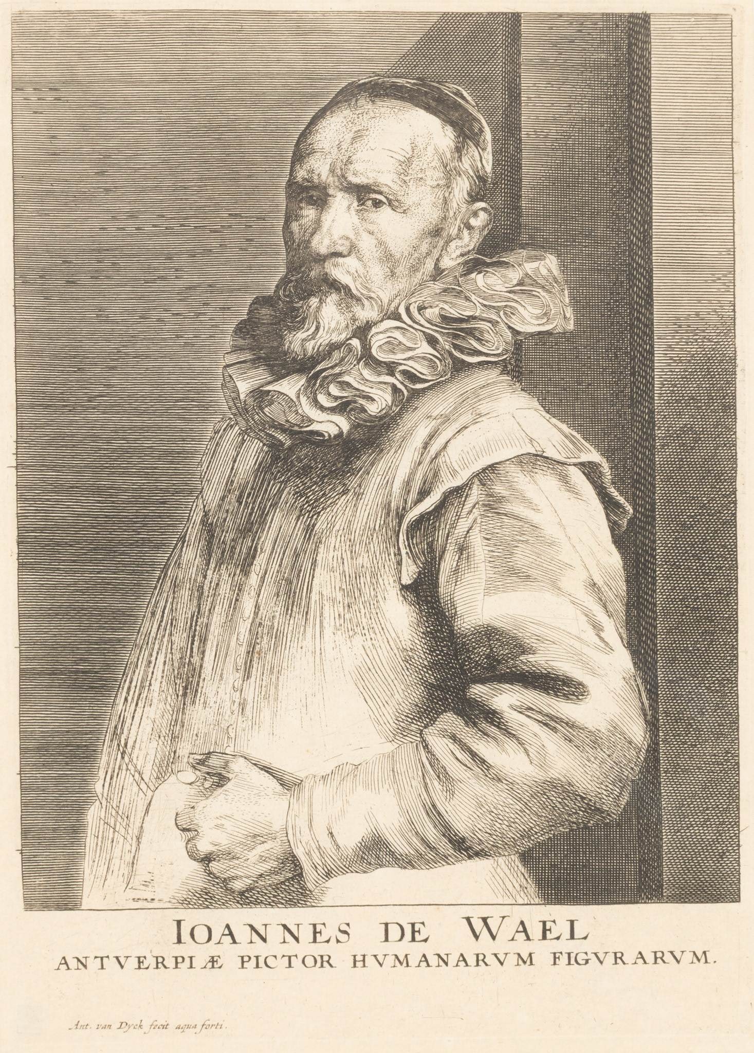 Sir Anthony Van Dyck (Belgian, 1599-1641) Etching with Engraving on Watermarked Laid Paper 'Portrait (1 of 5)
