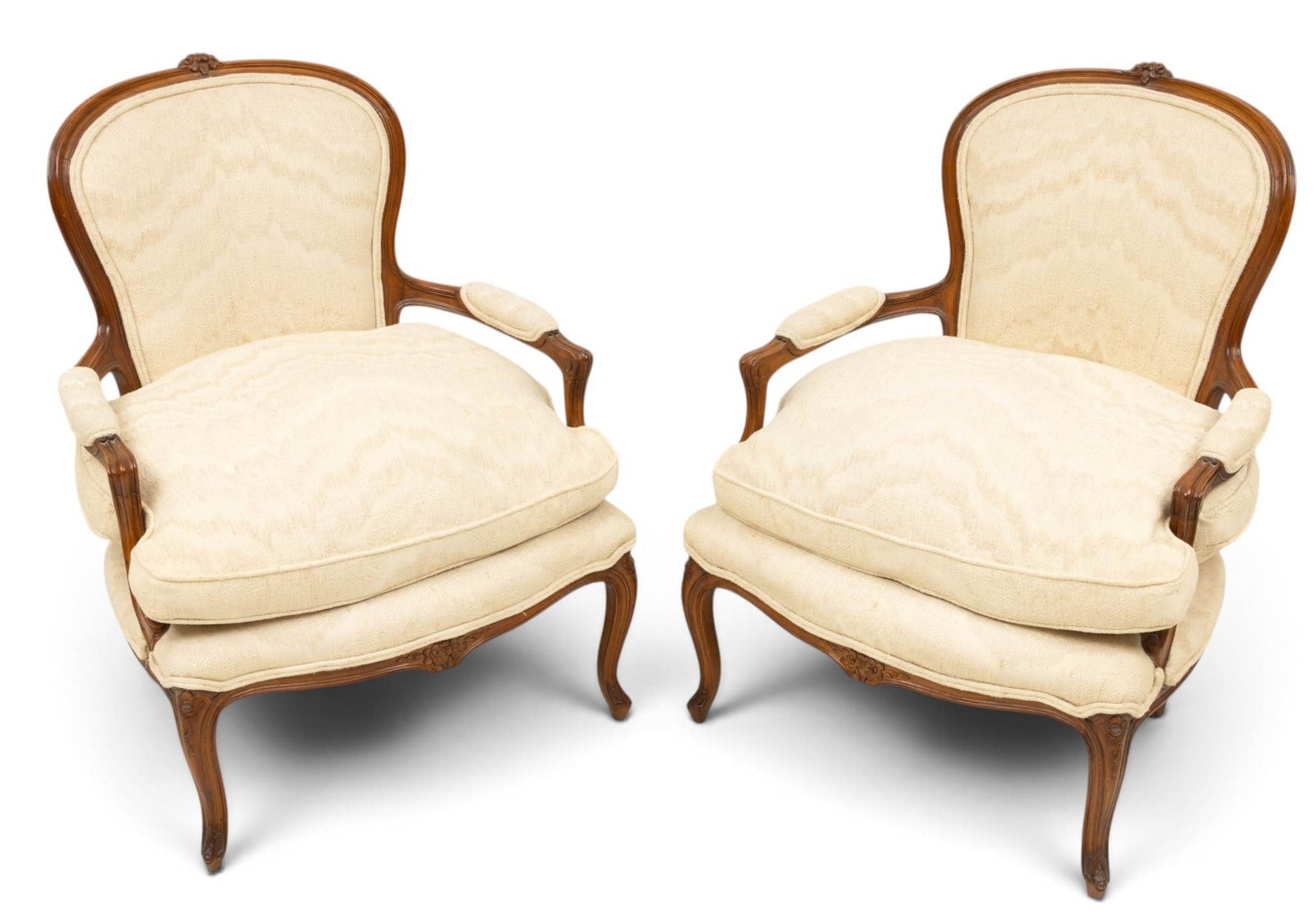 Louis XV Walnut Bergere Chairs H 36.5" W 27.5" Depth 27" (1 of 5)