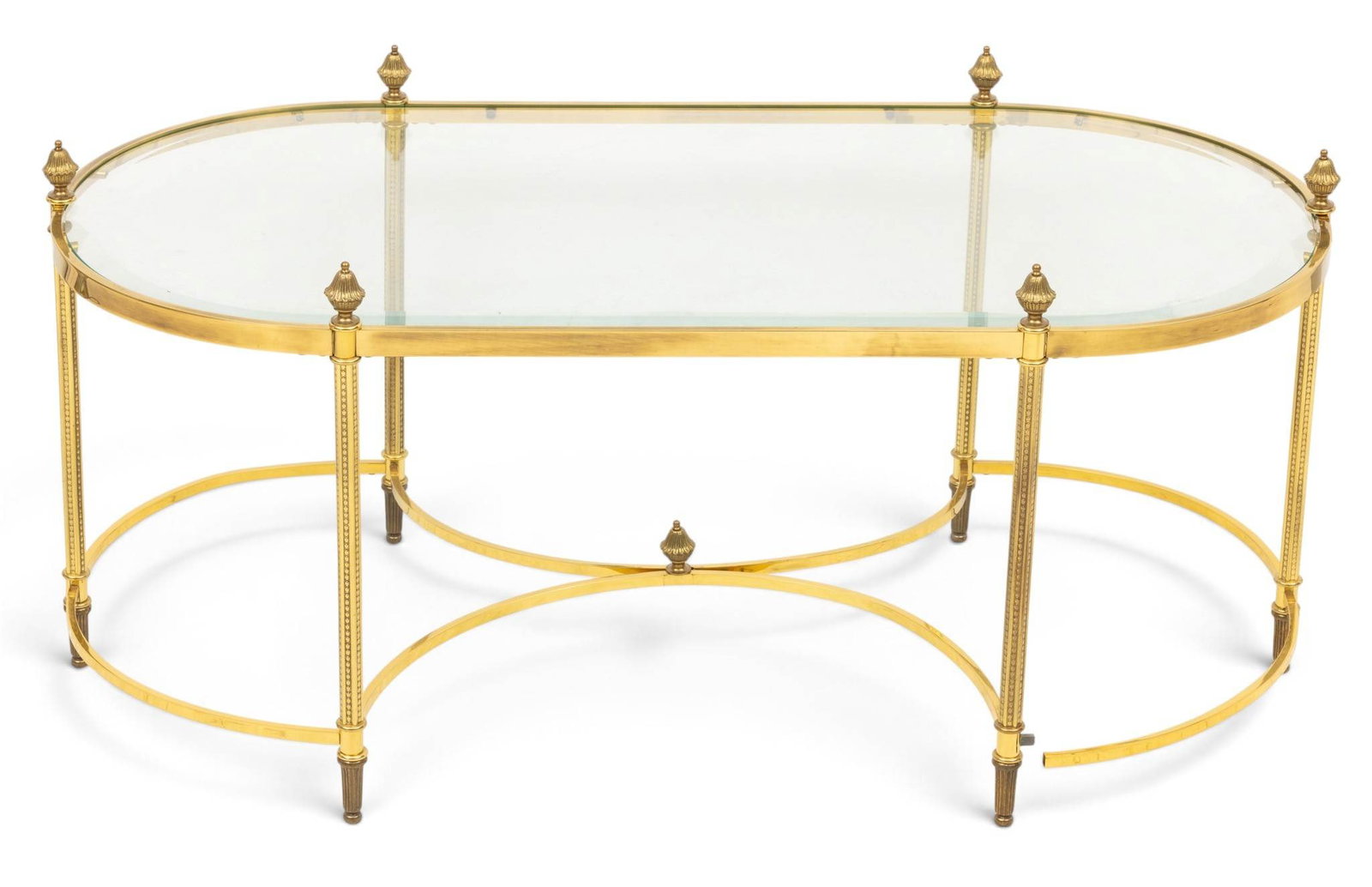 Brass and Glass Top Coffee Table 20th Cent., H 19" W 42" Depth 22" (1 of 2)