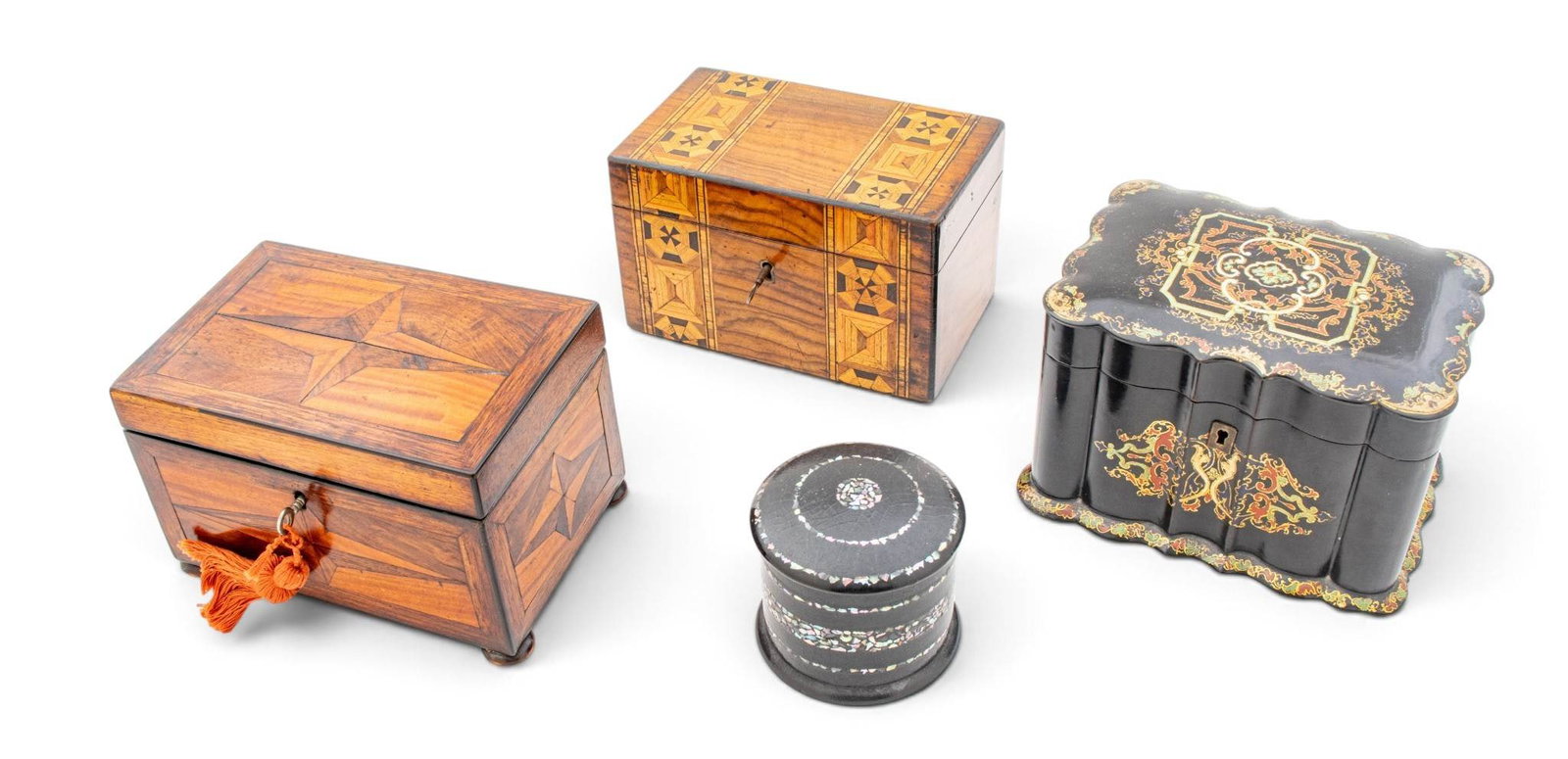 Group of Four Tea Caddies 19th C., 4 PCS (1 of 9)