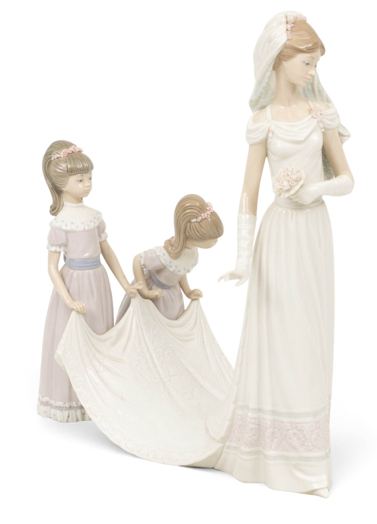 Lladro (Spain) Porcelain Sculpture 'Bride and Bridesmaids', H 13.75" W 6" L 11" (1 of 6)