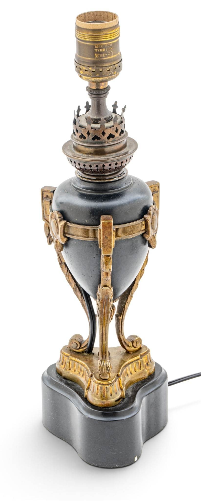 French Empire Style Baluster Formed Partial Patinated Lamp, Ca. 1900, H 14" W 4" Depth 4" (1 of 6)