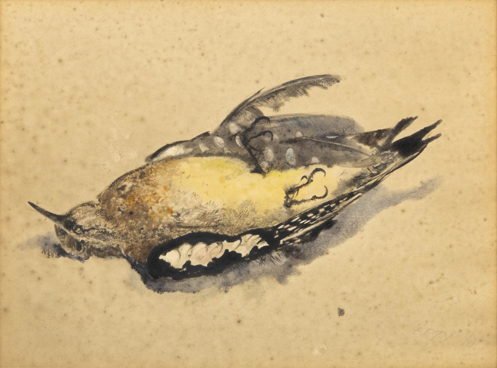 Richard Jerzy, (Detroit, 1949-2001) Watercolor 1996, 'Bird', H 9" W 11" (1 of 6)