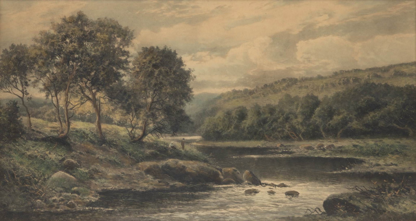 After Daniel Sherrin (English, 1868-1940) Offset Lithograph on Paper, 20th C., 'Fishing in the (1 of 5)