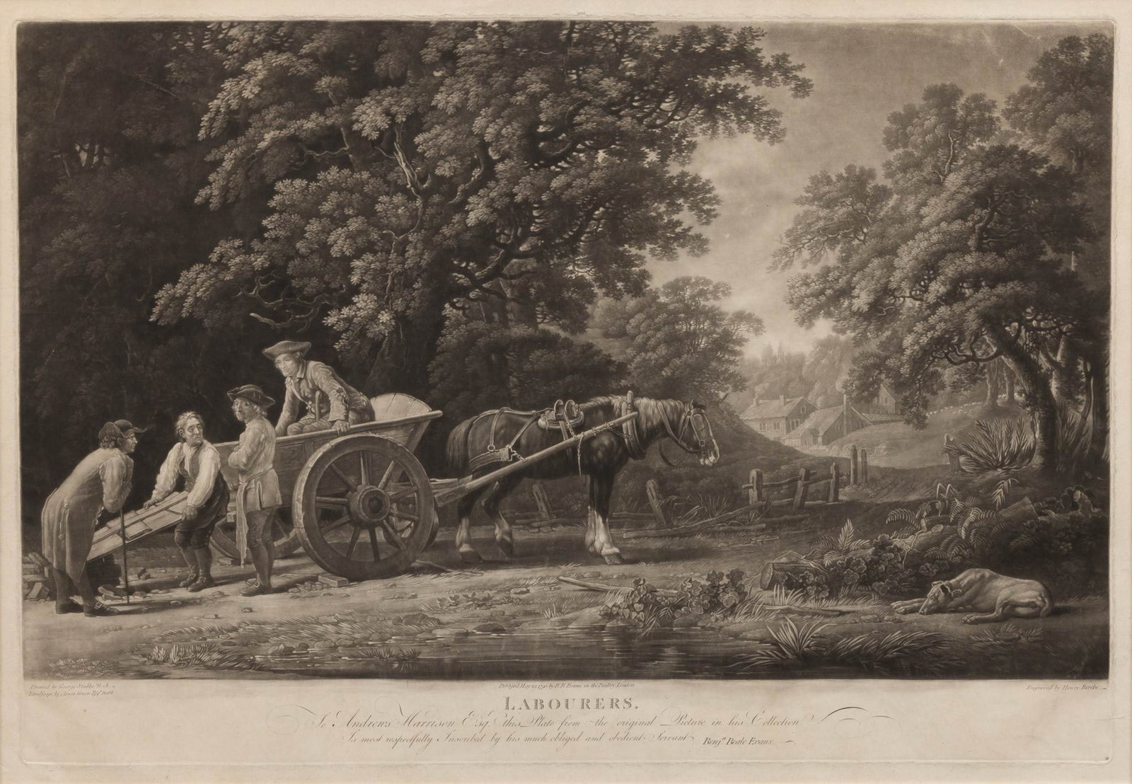 After George Stubbs (British, 1724-1806) Engraved by Richard Earlom Engraving on Paper 'Labourers', (1 of 6)