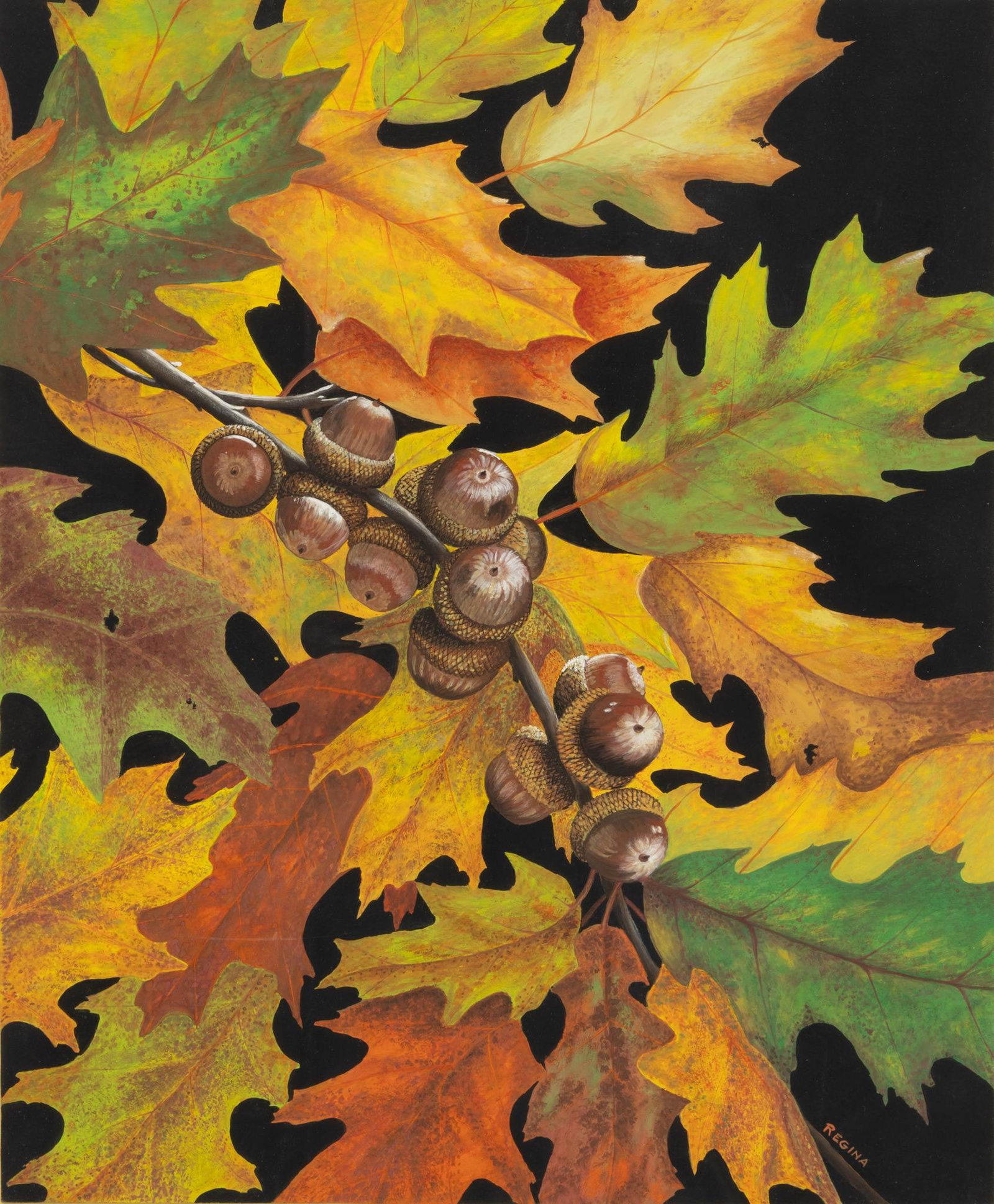 Regina Engelhardt (Polish/ American, 1928-2024) Gouache on Paper 'Chestnuts', H 20.5" W 17": Regina Engelhardt (Polish/ American, 1928-2024) Gouache on Paper 'Chestnuts', H 20.5" W 17" Signed lower right. Framed under glass. Provenance: Property from a Grosse Pointe Park, MI private col