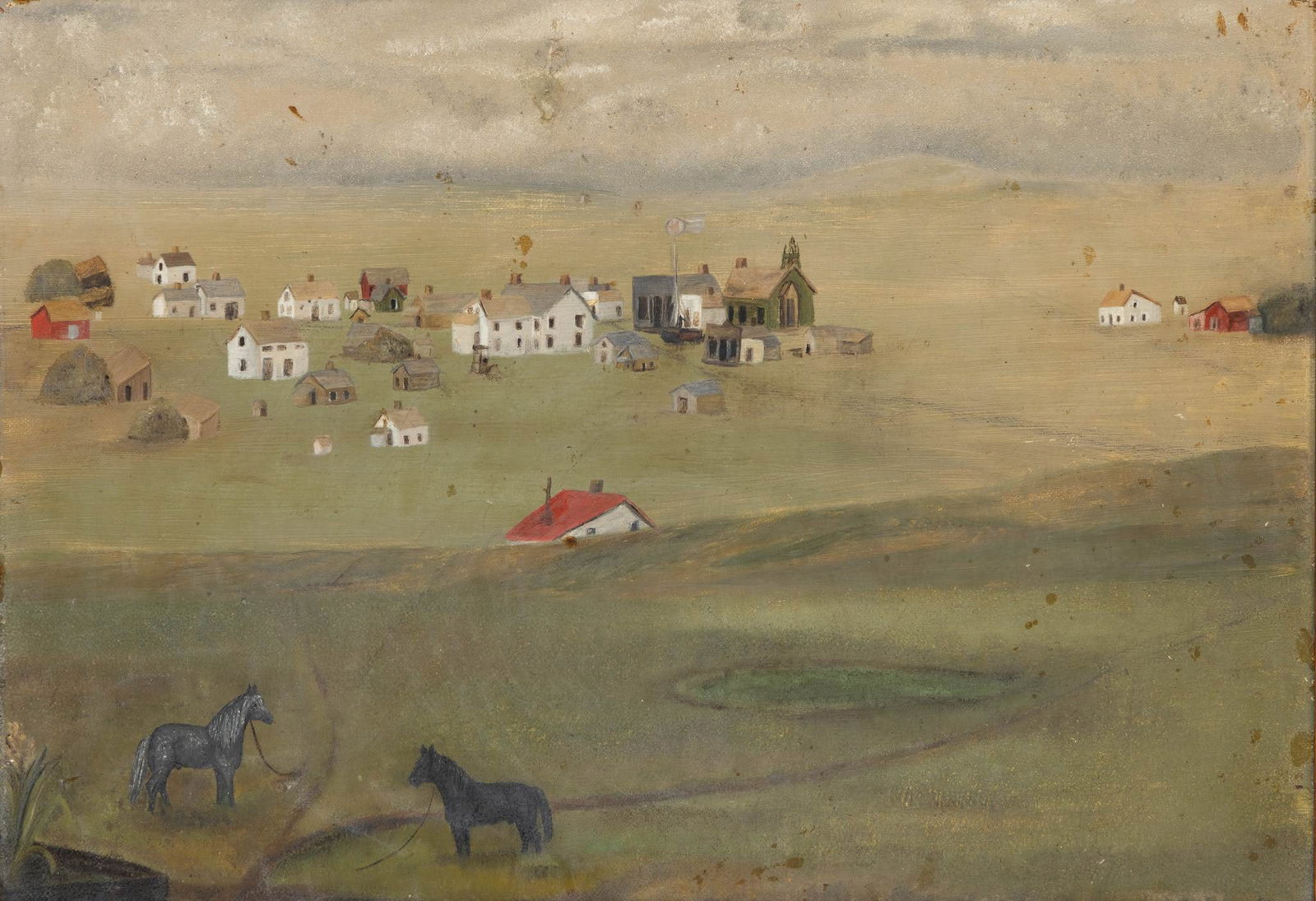 Isobel Sprague (American, 19th C.) Primitive Oil on Canvas, Ca. 1880, 'View of the Dakota (1 of 4)