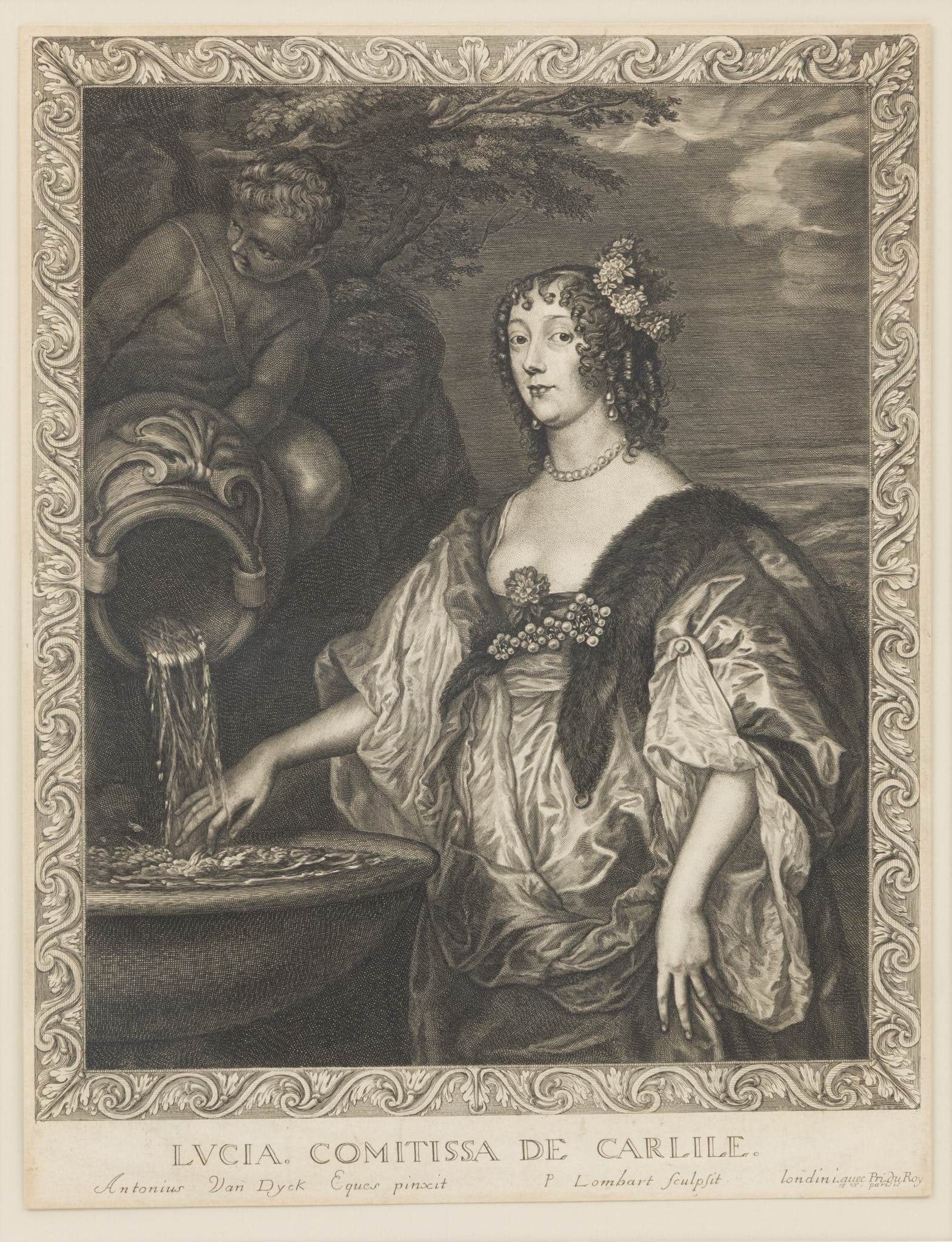 Pierre Lombart (French, 1613-1682) After Anthony Van Dyck Engraving on Paper 'Lucy Hay, Countess of (1 of 6)