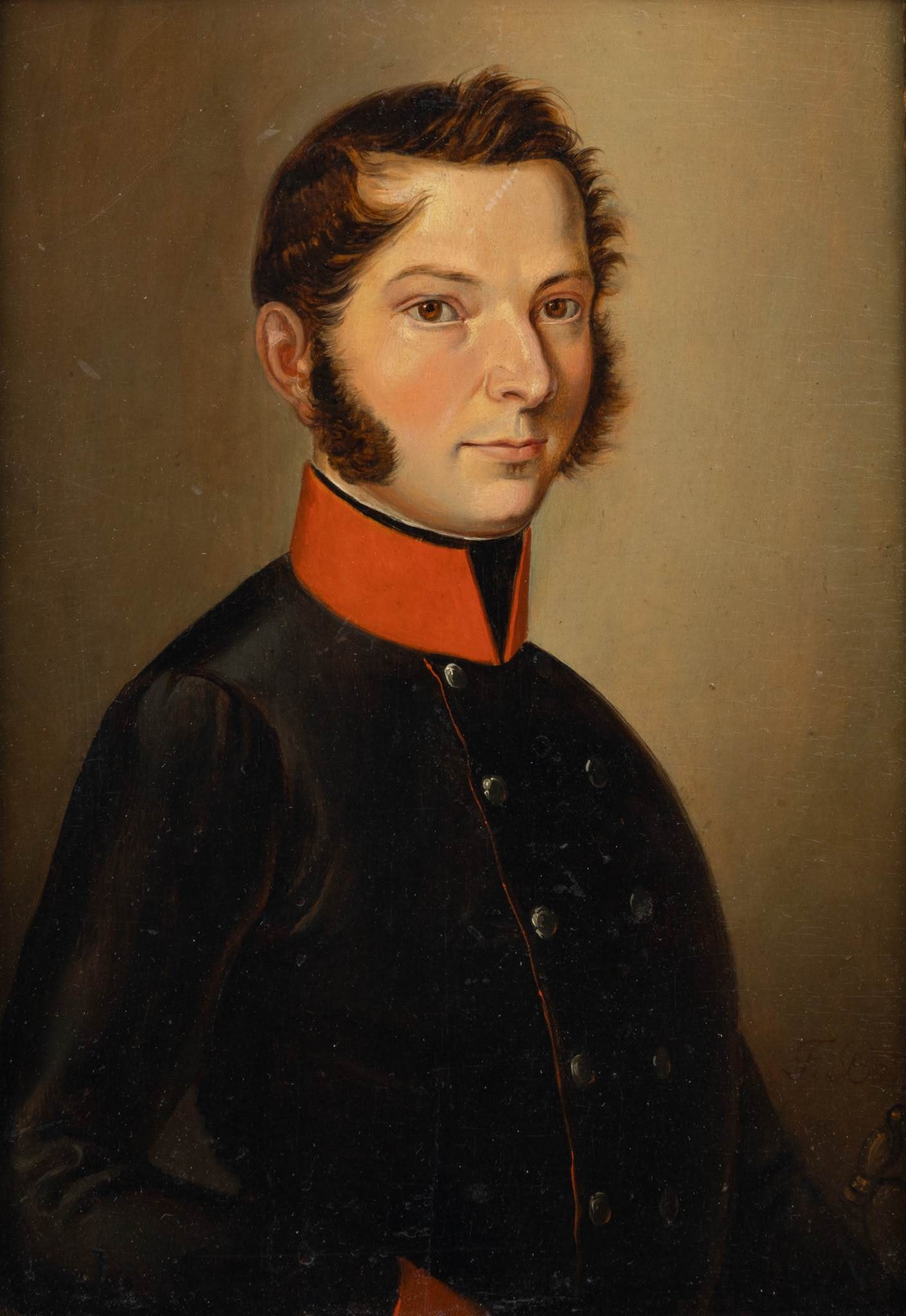 Oil on Panel 'Portrait of a Gentleman', H 9.5" W 6.75": Oil on Panel 'Portrait of a Gentleman', H 9.5" W 6.75" Signed lower right. Provenance: Property from the Estate Collection of Catherine Mayhew, Bloomfield Hills, MI Dimensions: H 9.5" W 6.75" Fr