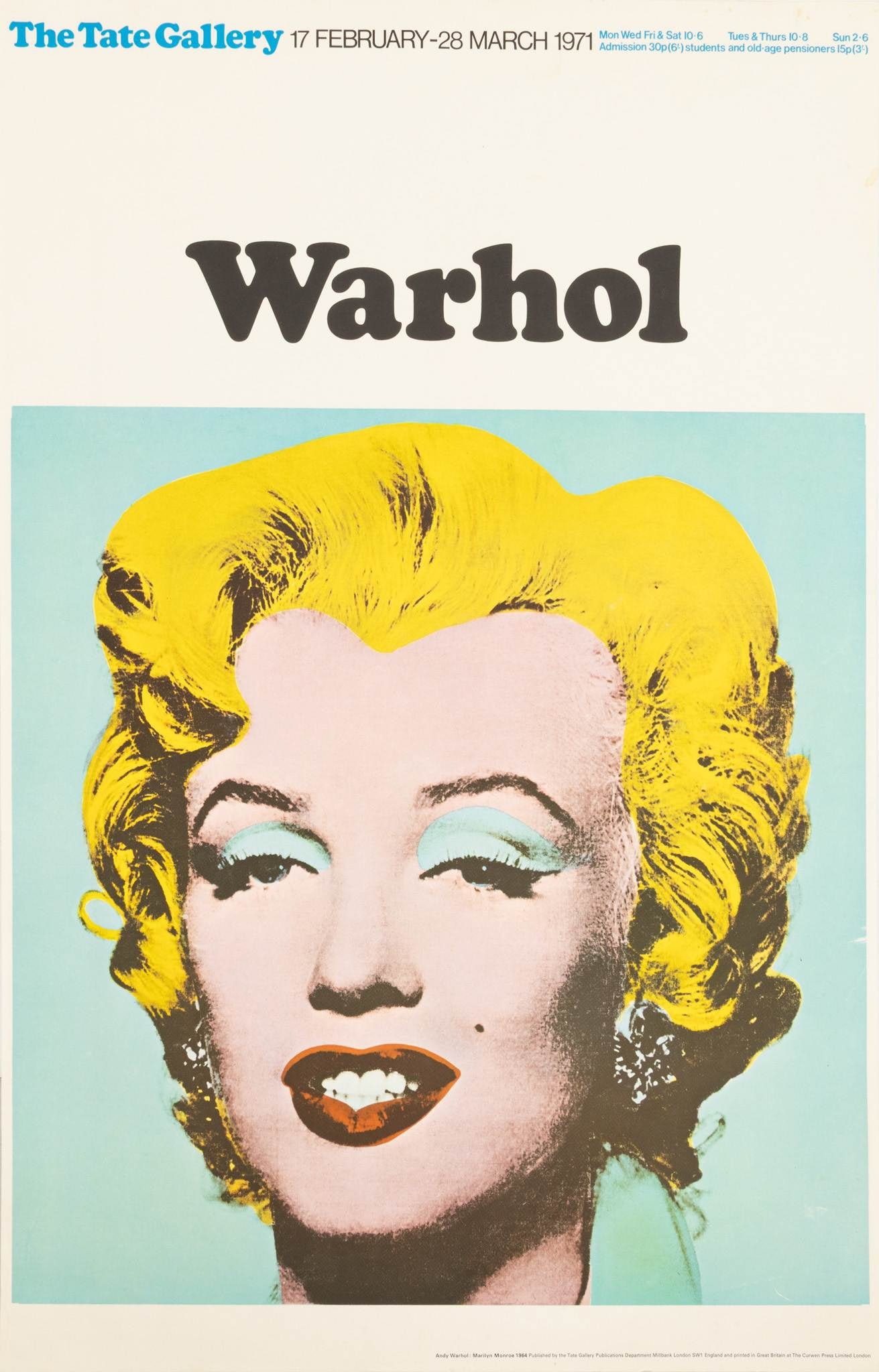 Andy Warhol (American, 1928-1987) Offset Lithographic Exhibition Poster on Paper 'Tate Gallery (1 of 4)