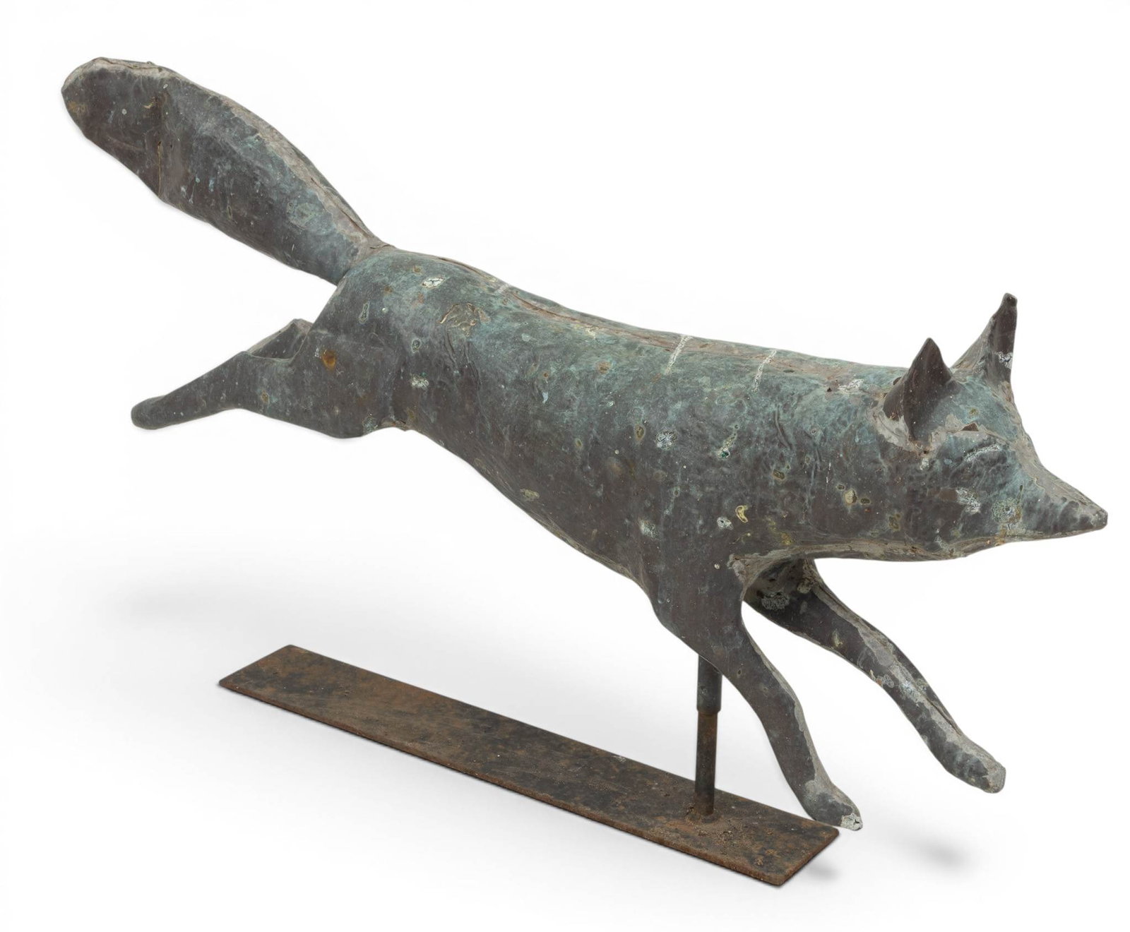 Copper and Iron Running Fox Weathervane Early 20th Cent., H 17" W 5" L 31" (1 of 5)